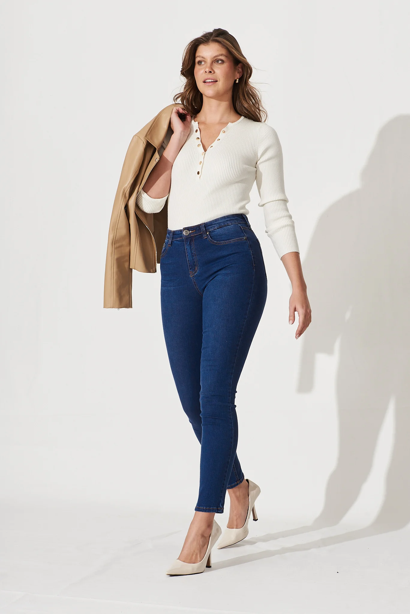 Piper High Rise Skinny Jean In Dark Blue Denim - Image 2
