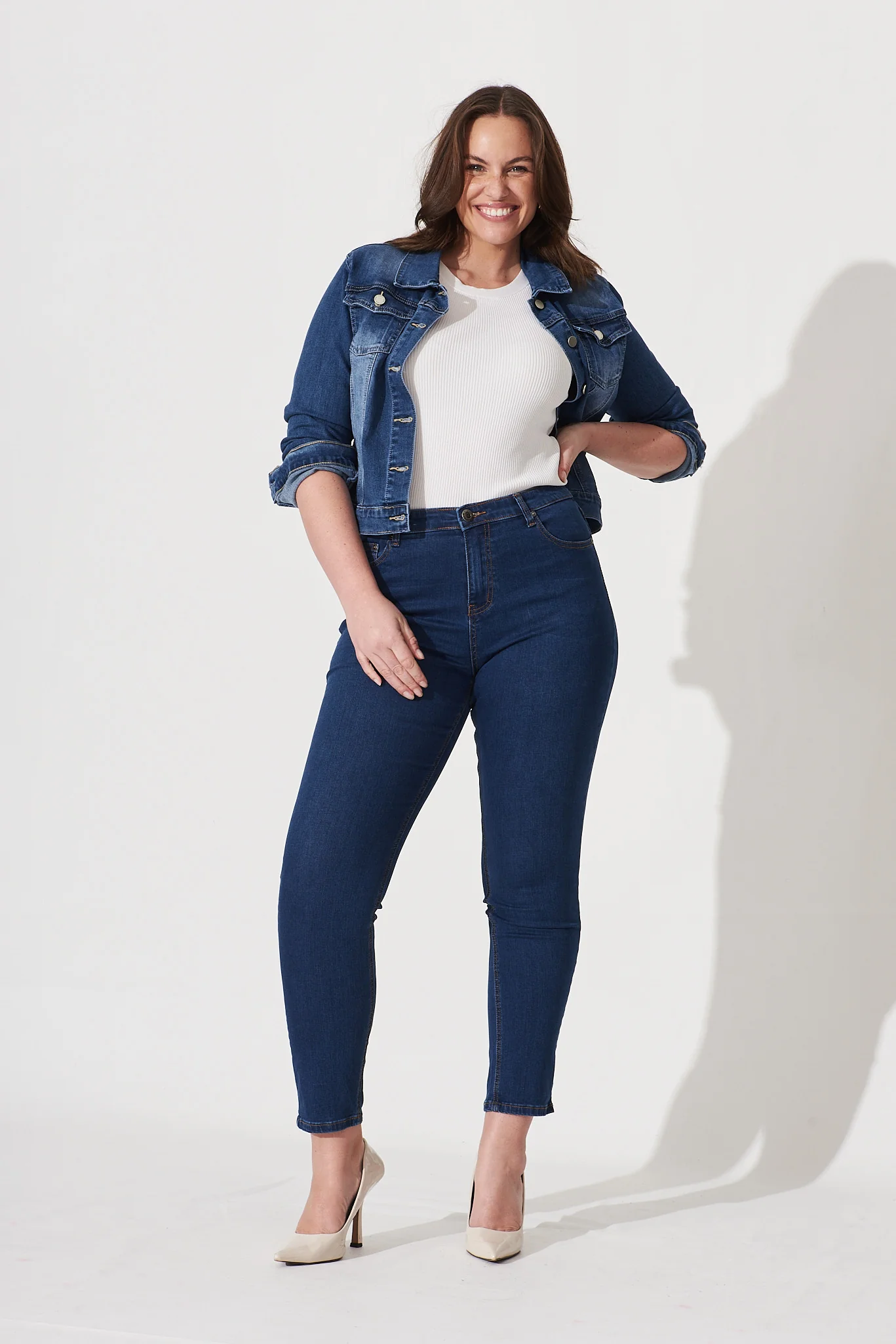 Piper High Rise Skinny Jean In Dark Blue Denim - Image 6