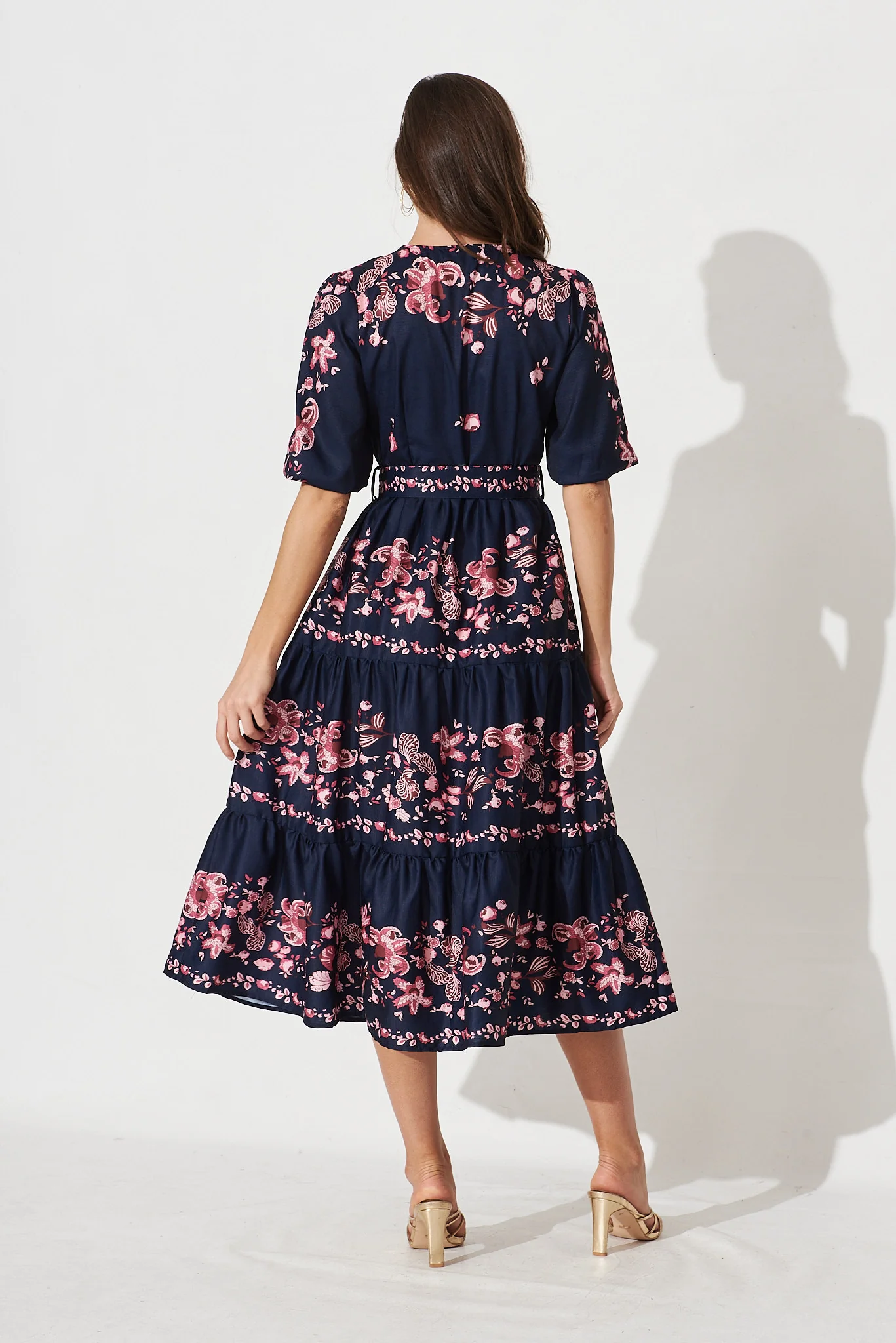 Piper Midi Dress In Navy With Blush Floral - Image 4