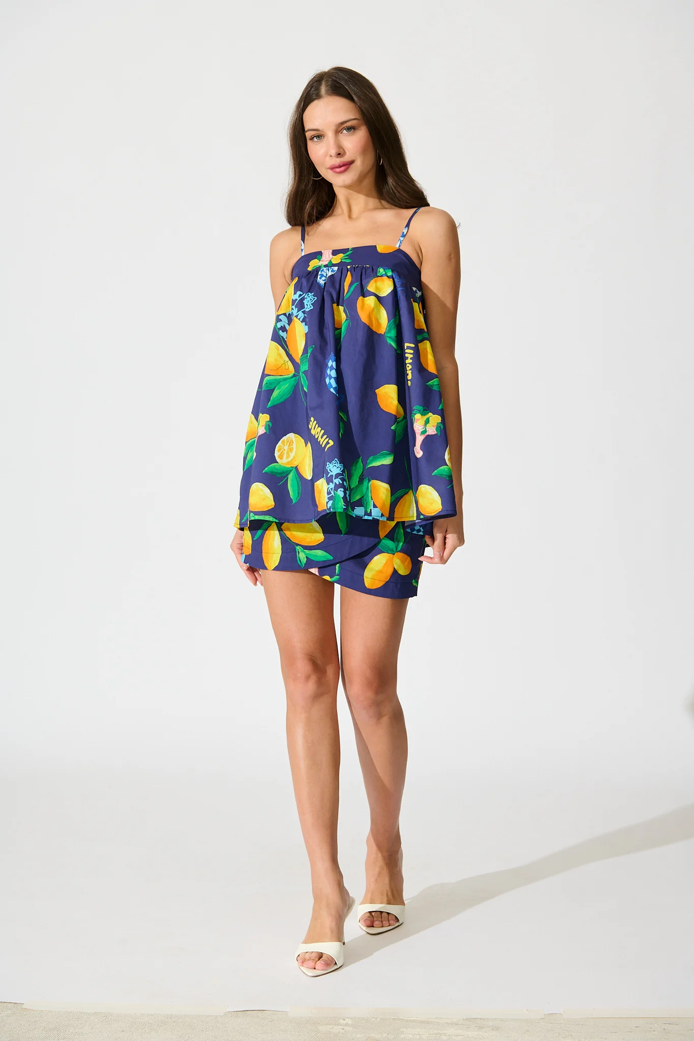 Polina Skirt in Navy Lemon Print Cotton - Image 5