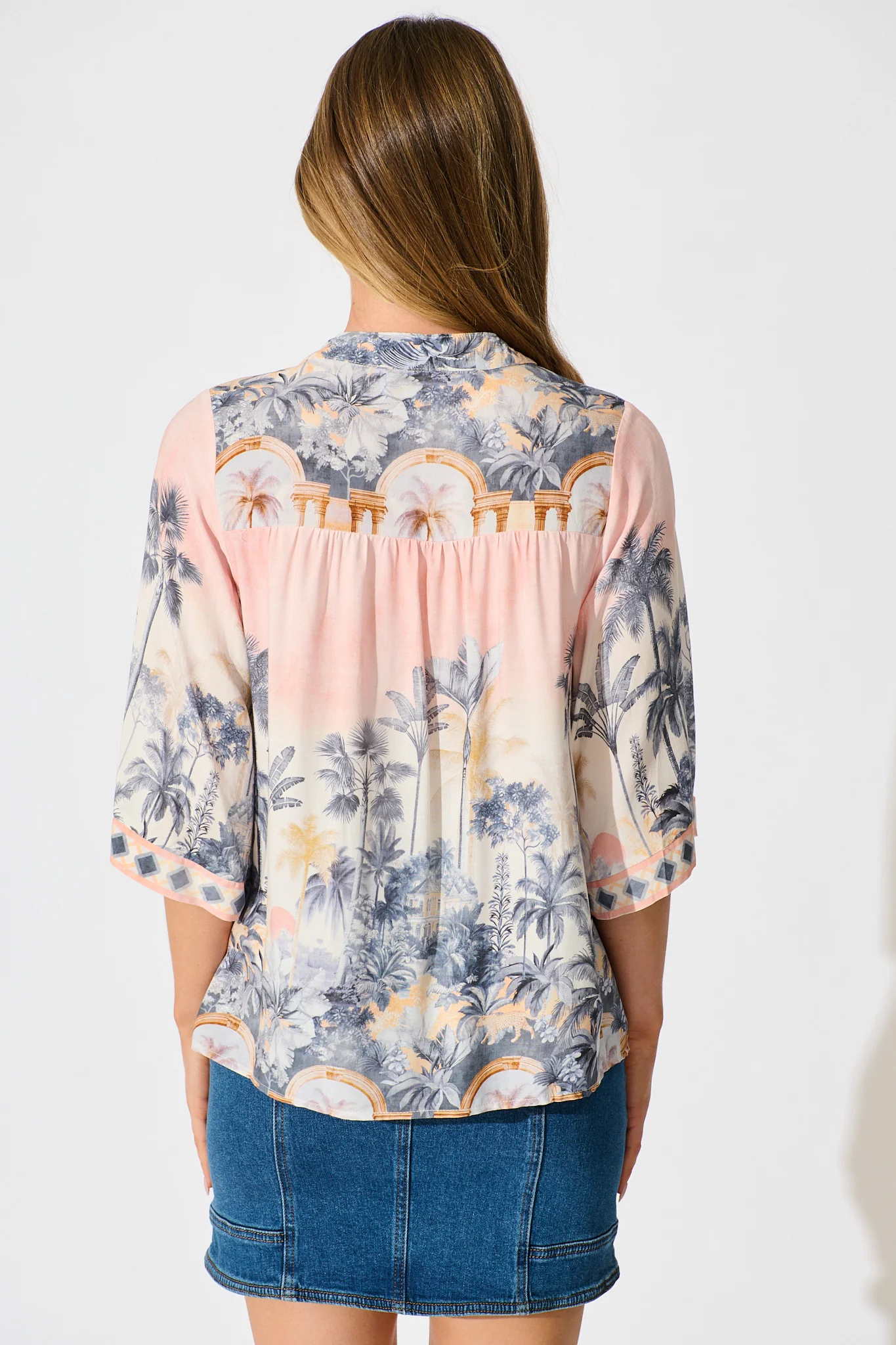 Portobello Top in Blush Palm Tree Print - Image 3