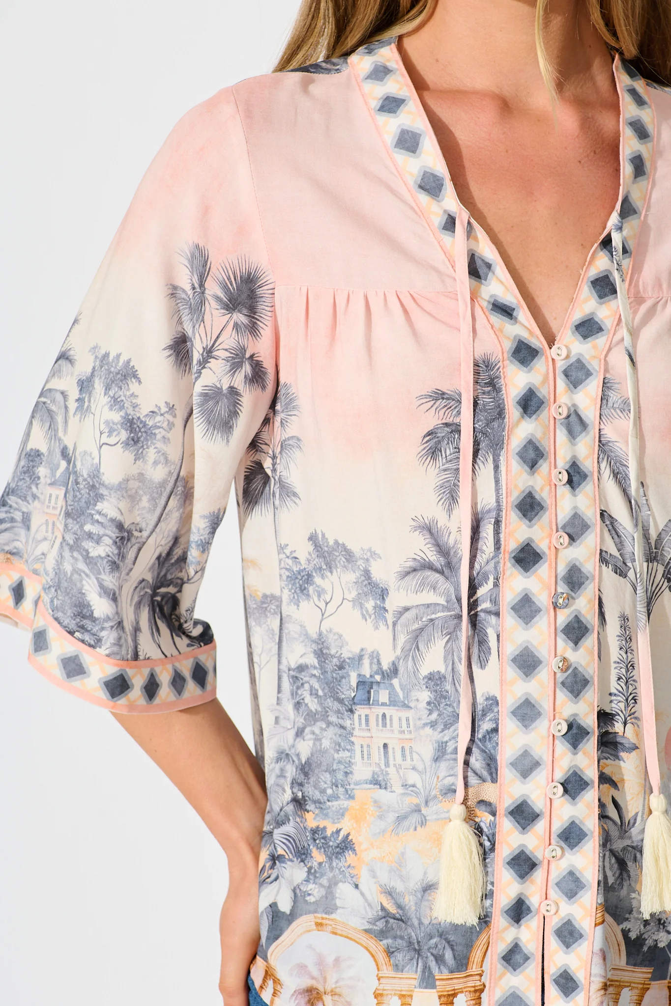 Portobello Top in Blush Palm Tree Print - Image 5