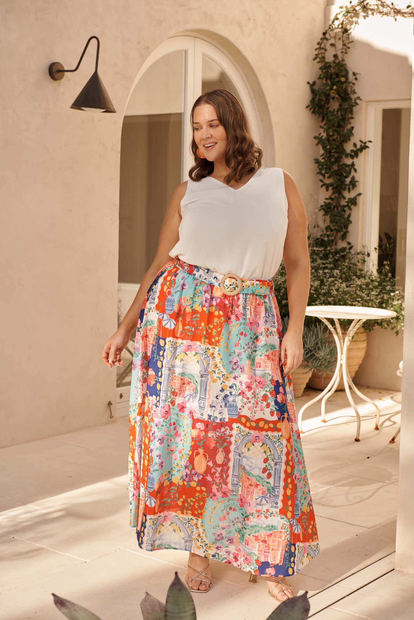 Postcards From Paradise Maxi Skirt In Multi Resort Linen Blend - Image 4