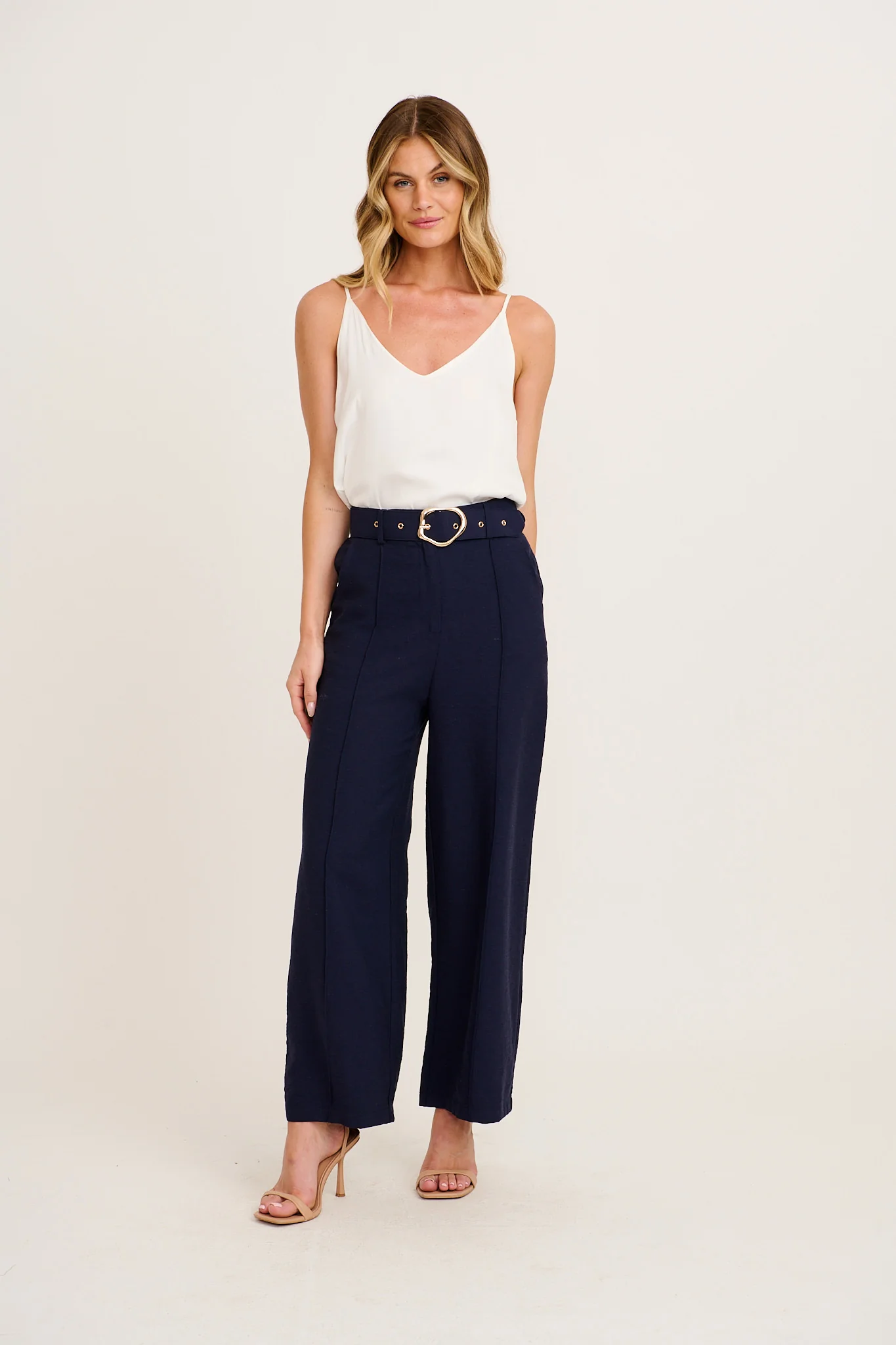 Power Dressing Pant in Navy Linen Blend - Image 9