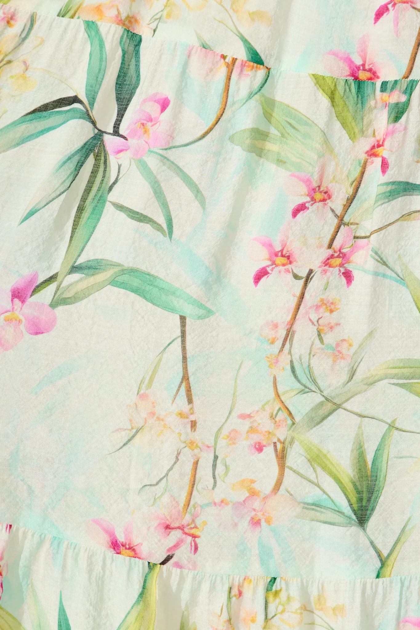 Quincy Midi Dress in Cream With Green Floral Print - Image 6