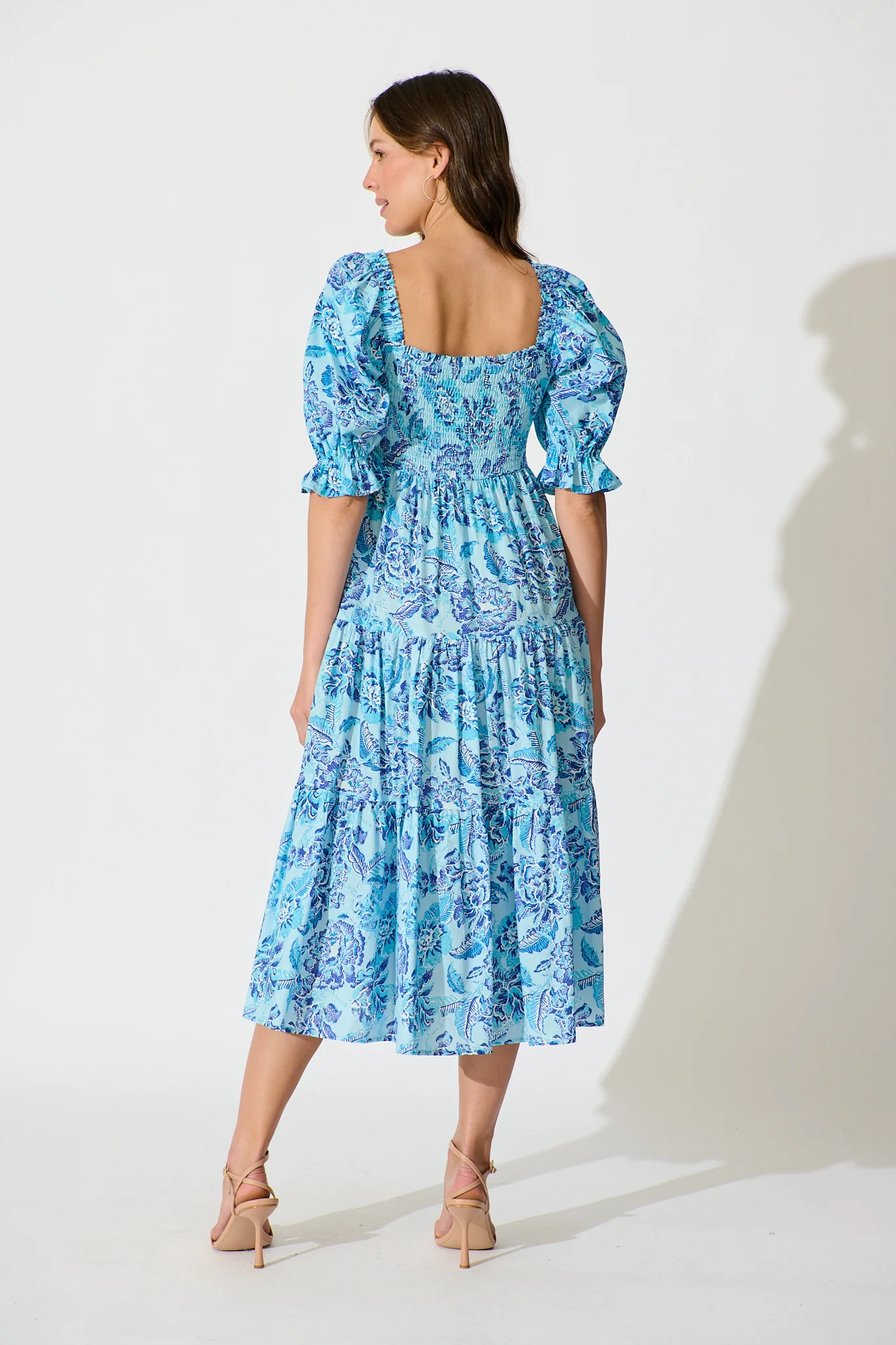 Rahima Midi Dress in Blue Floral Cotton - Image 4