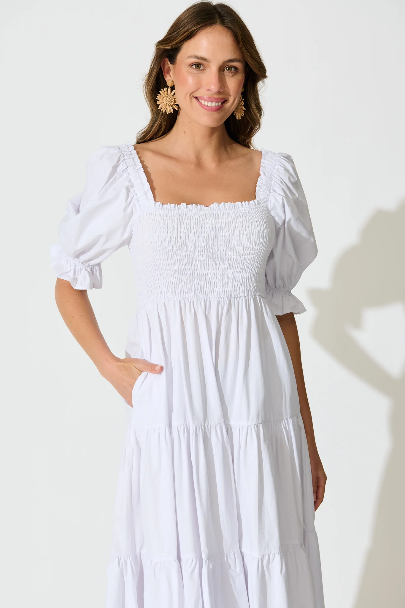 Rahima Midi Dress in White Cotton - Image 3