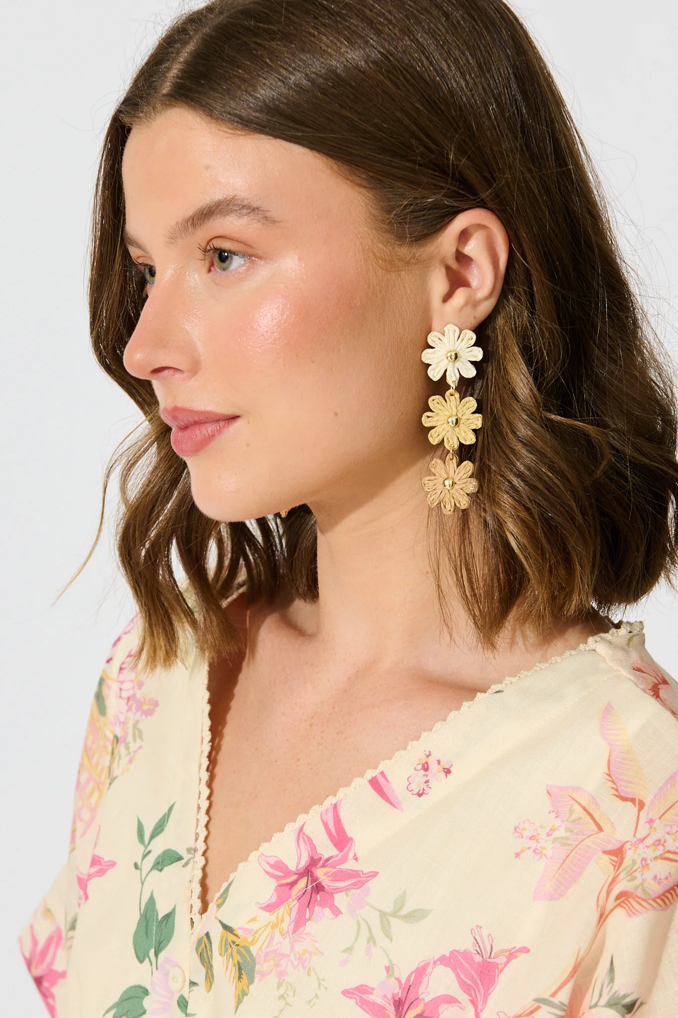 Rara Raffia Drop Earrings in Multi Brown - Image 5