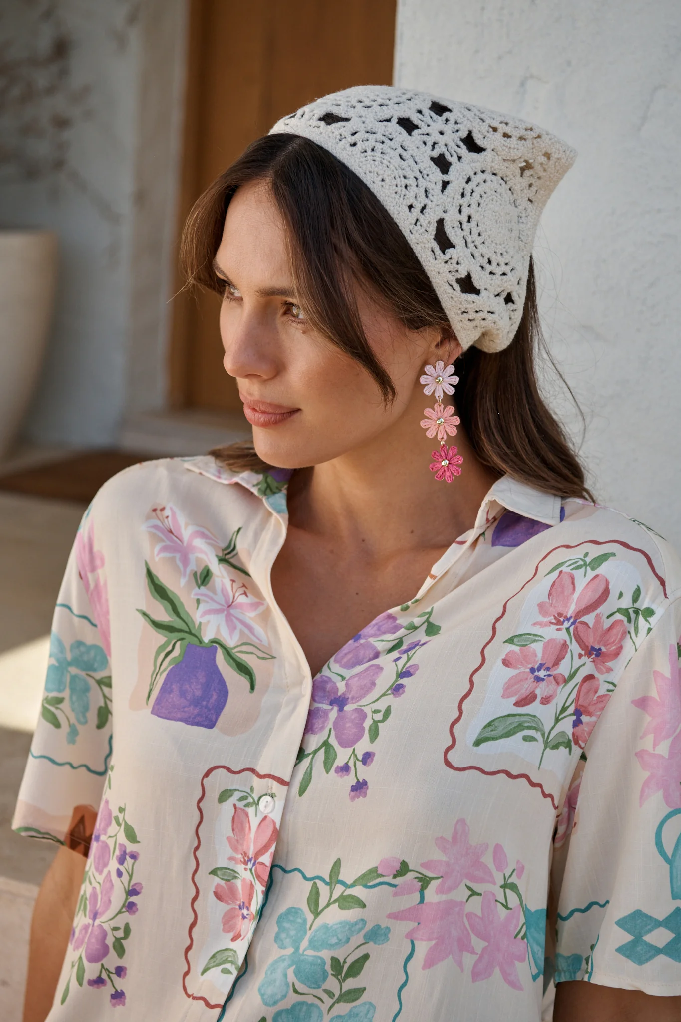 Rara Raffia Drop Earrings in Multi Pink - Image 7