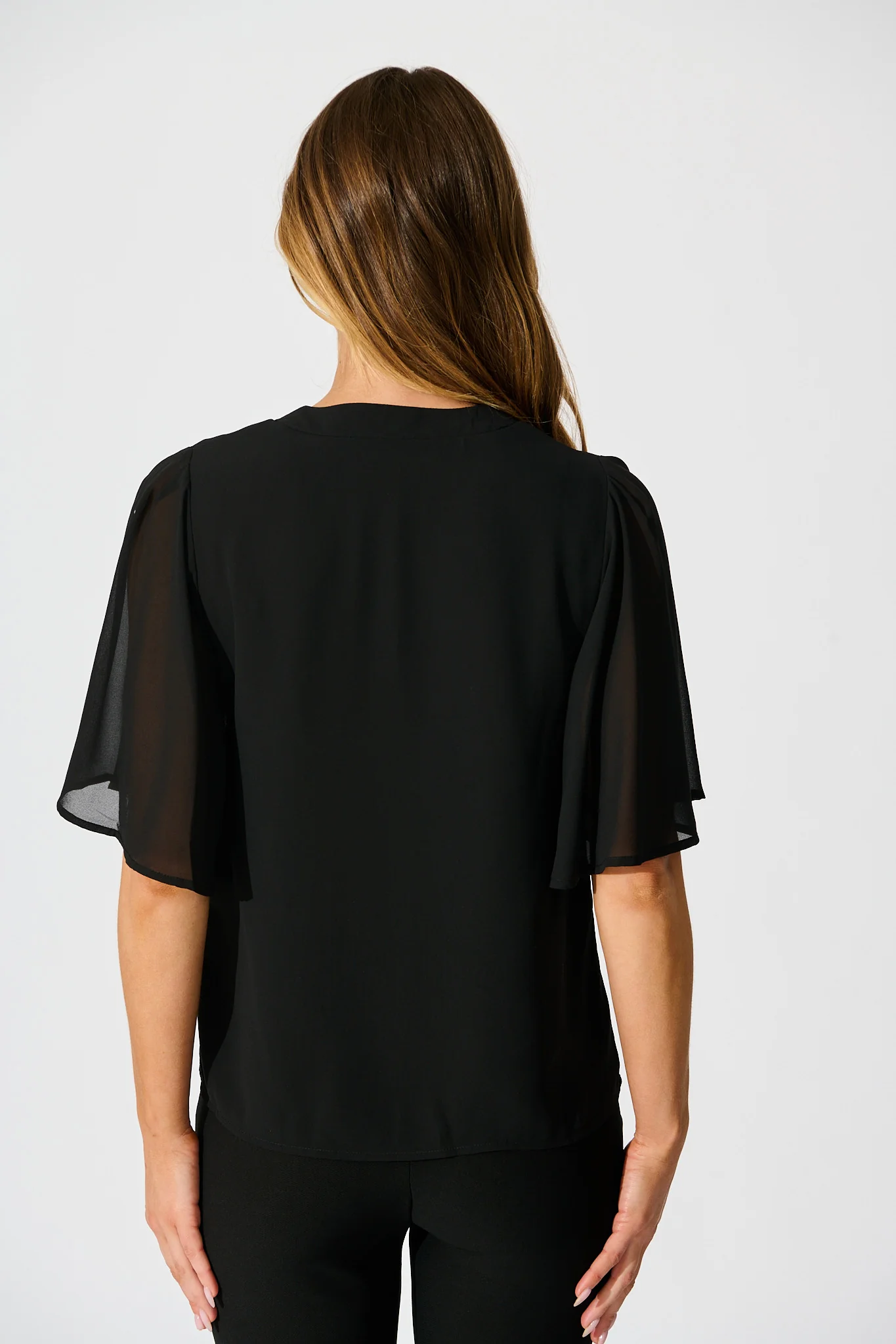Refined Rhythm Top in Black Chiffon - Image 3