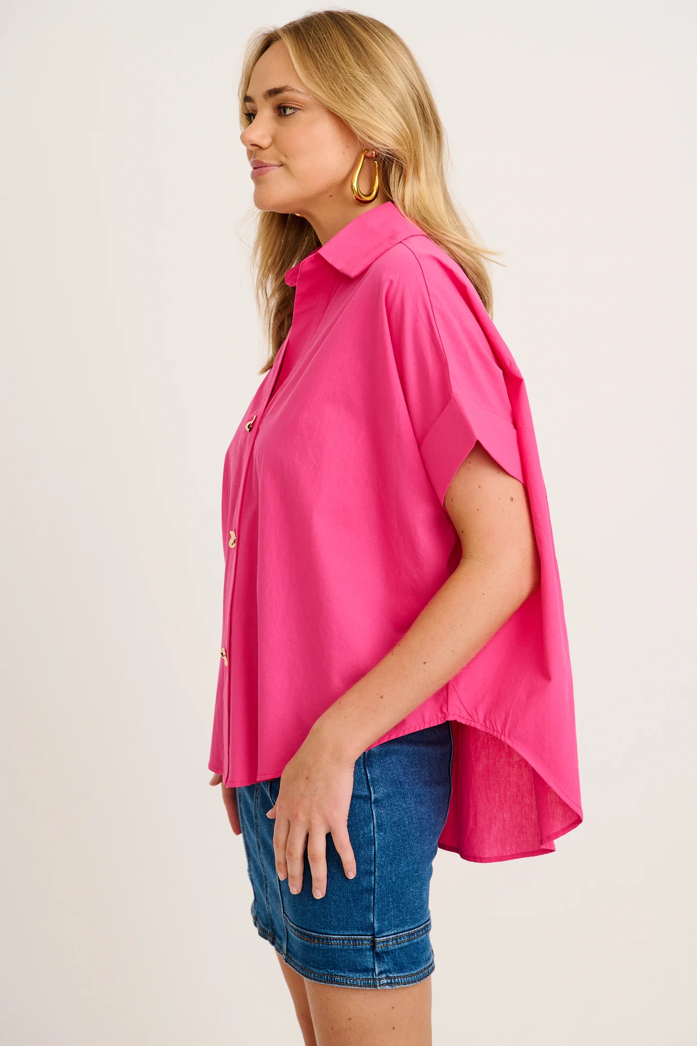 Refined Shirt in Hot Pink Cotton - Image 2