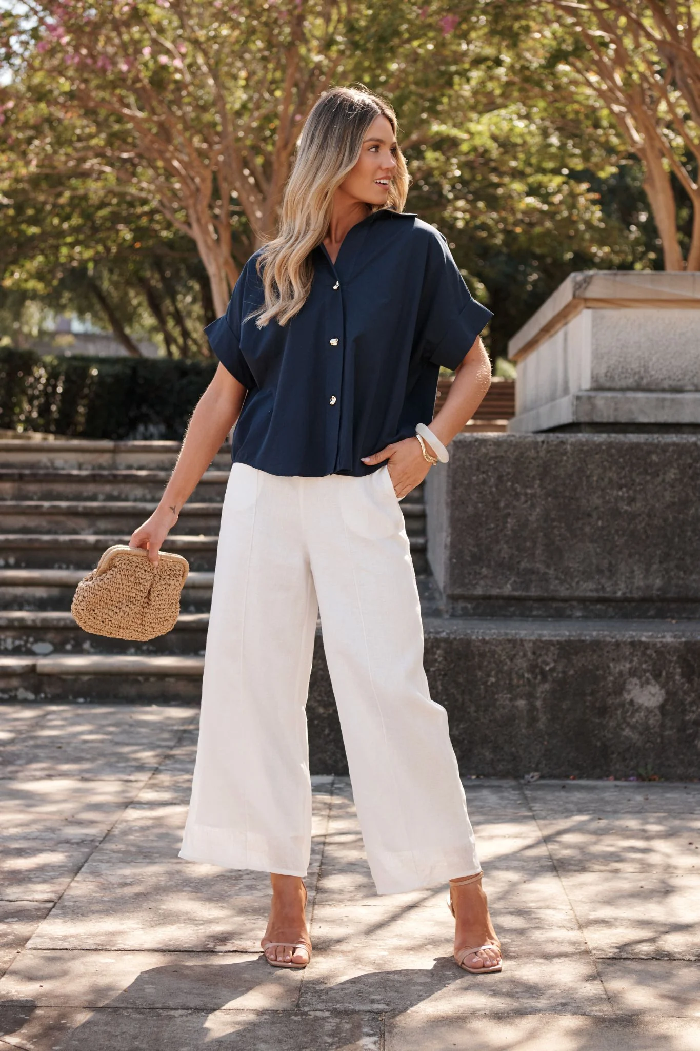 Refined Shirt in Navy Cotton - Image 2
