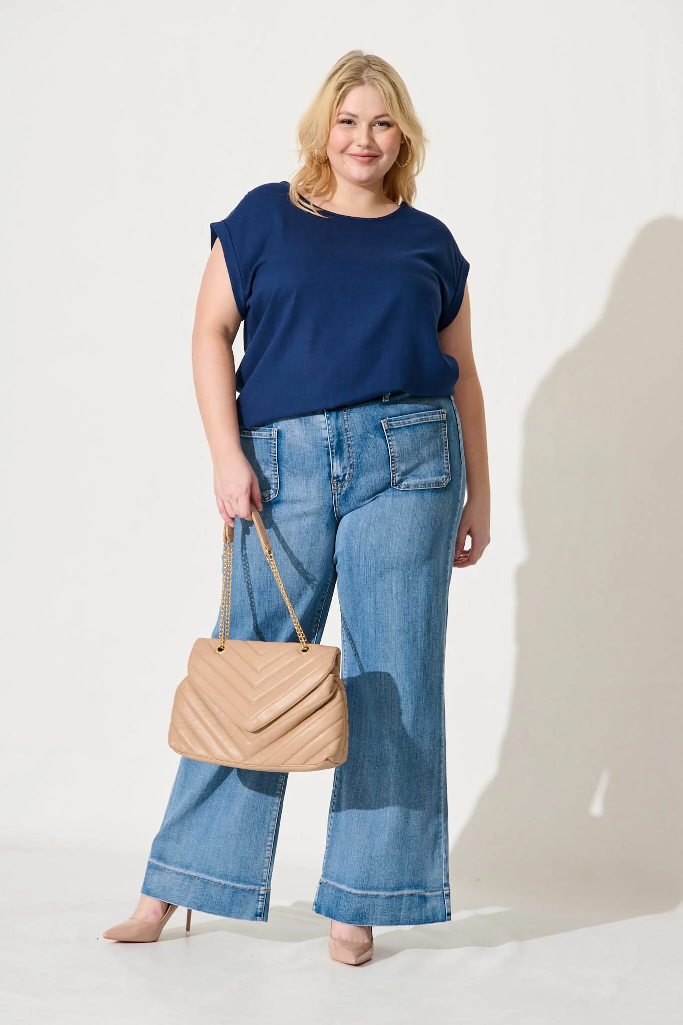 Rejina Top In Navy Linen Blend - Image 5