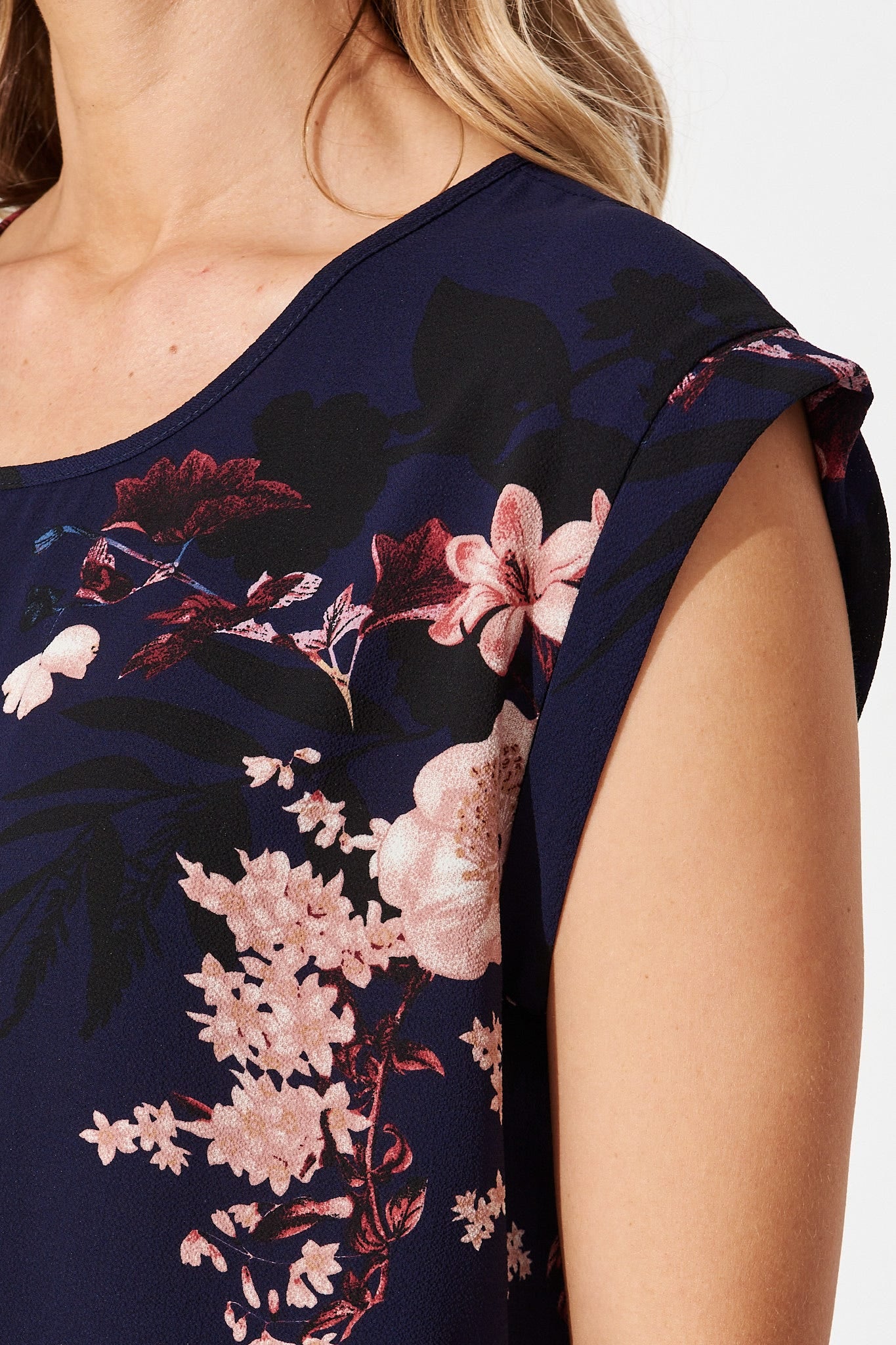 Rejina Top In Navy With Pink And Blush Floral - Image 5