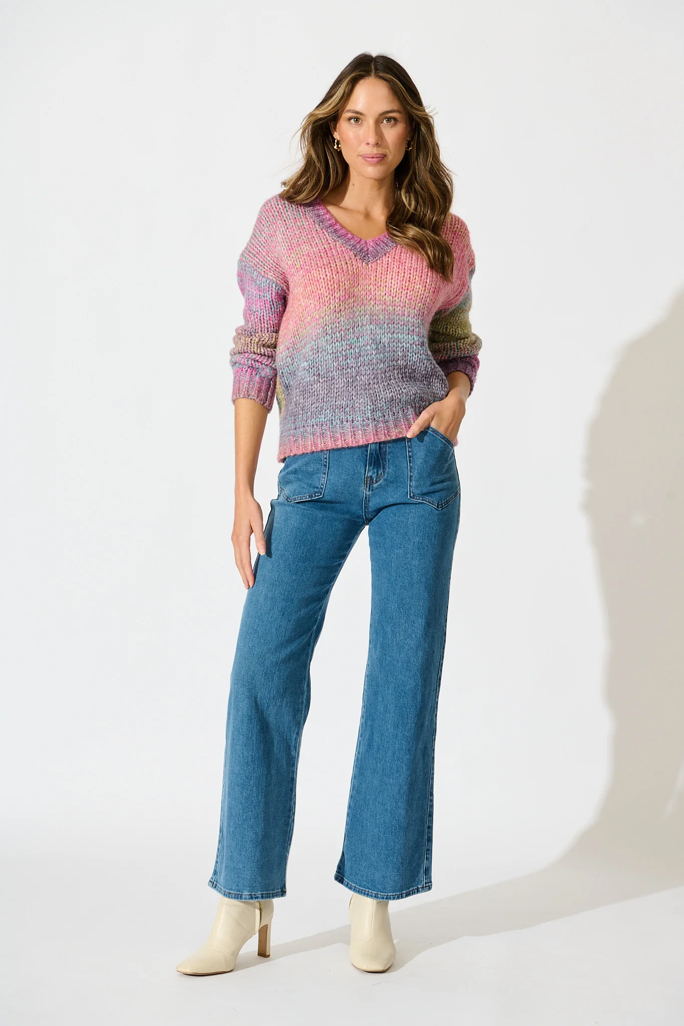 Remi Knit in Purple Multi Space Dye Wool Blend - Image 4