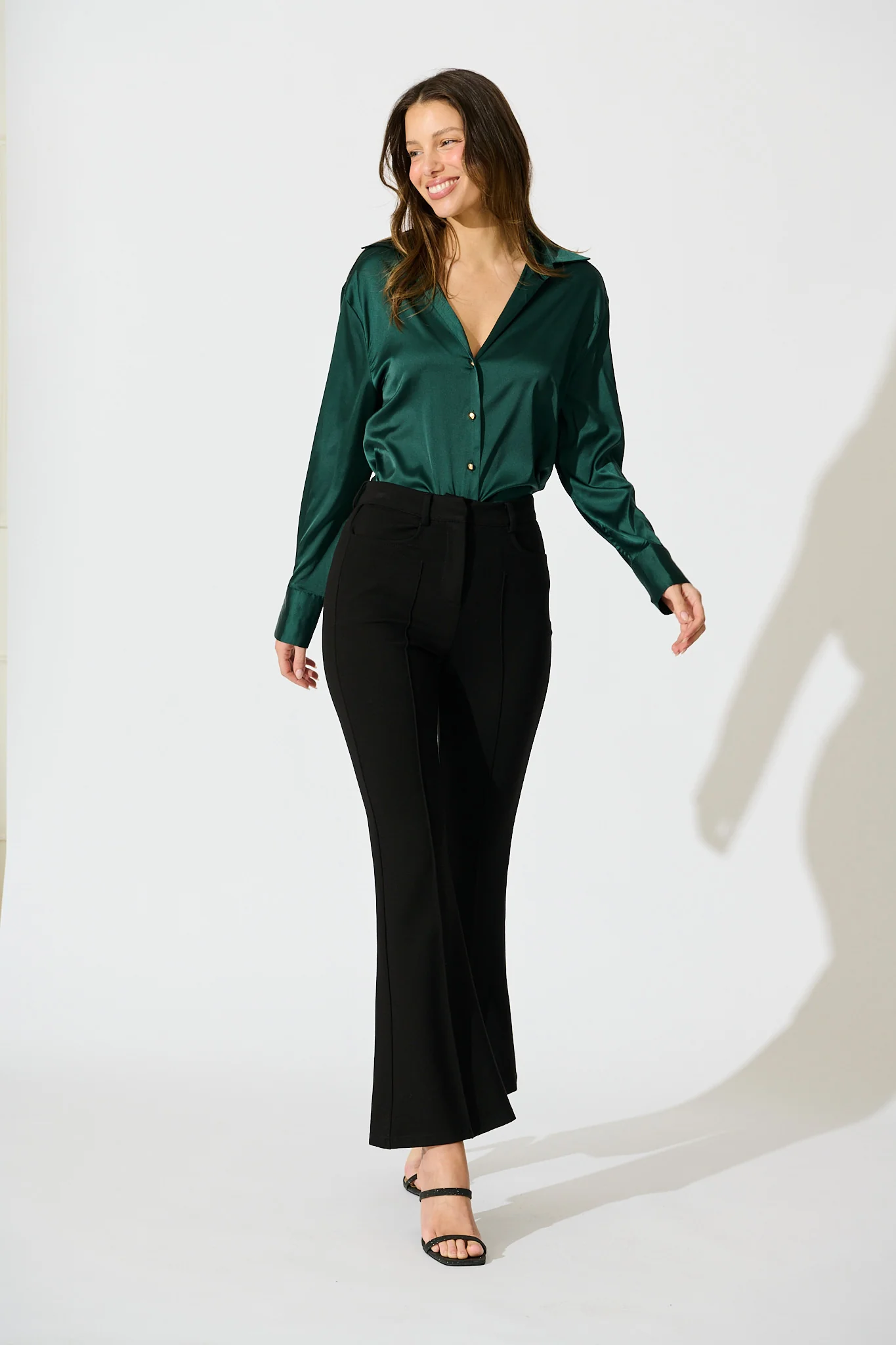 Retroshine Shirt in Emerald Satin - Image 4