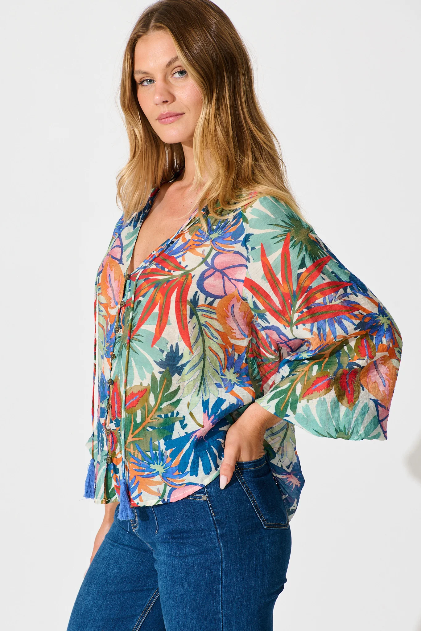 Revelations Top in Multi Leaf Cotton - Image 2