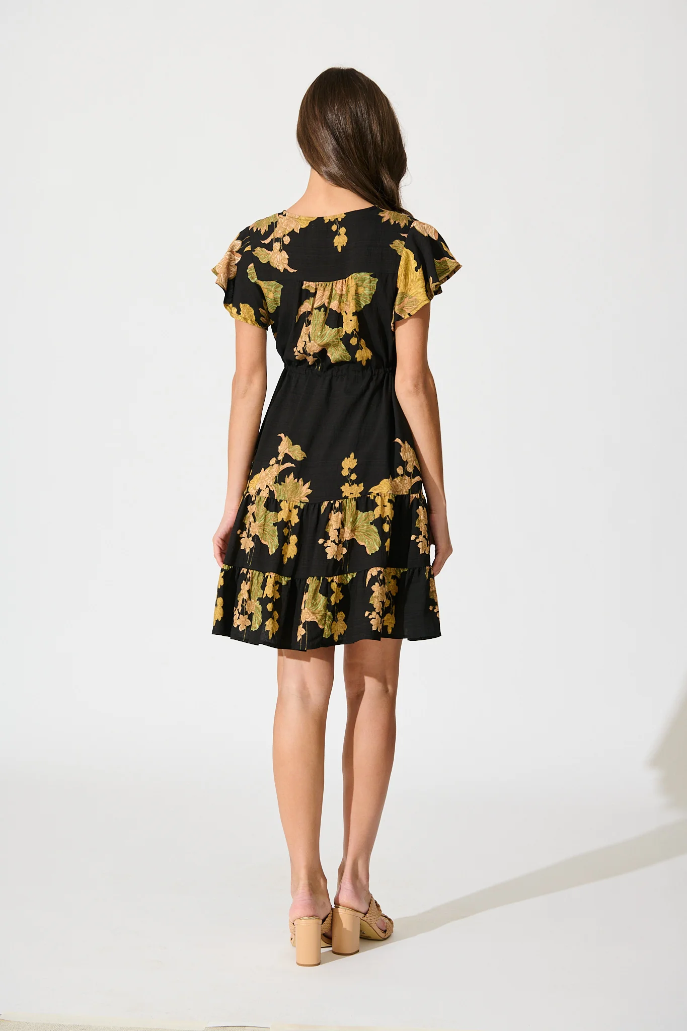 Rian Dress in Black Floral Linen Blend - Image 4