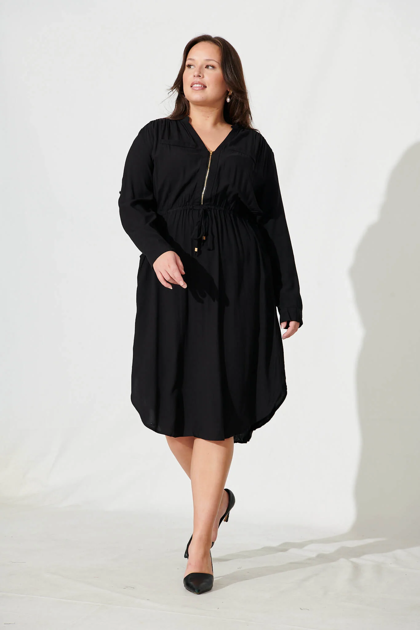 Rival Zip Dress In Black - Image 6