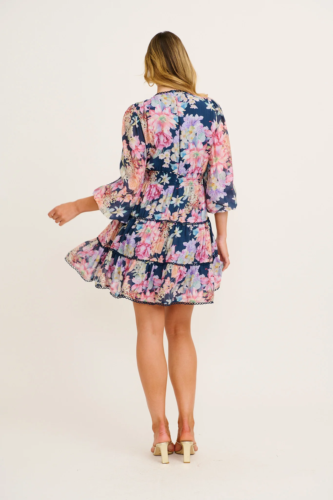 Riverstone Dress in Navy with Multi Floral - Image 4