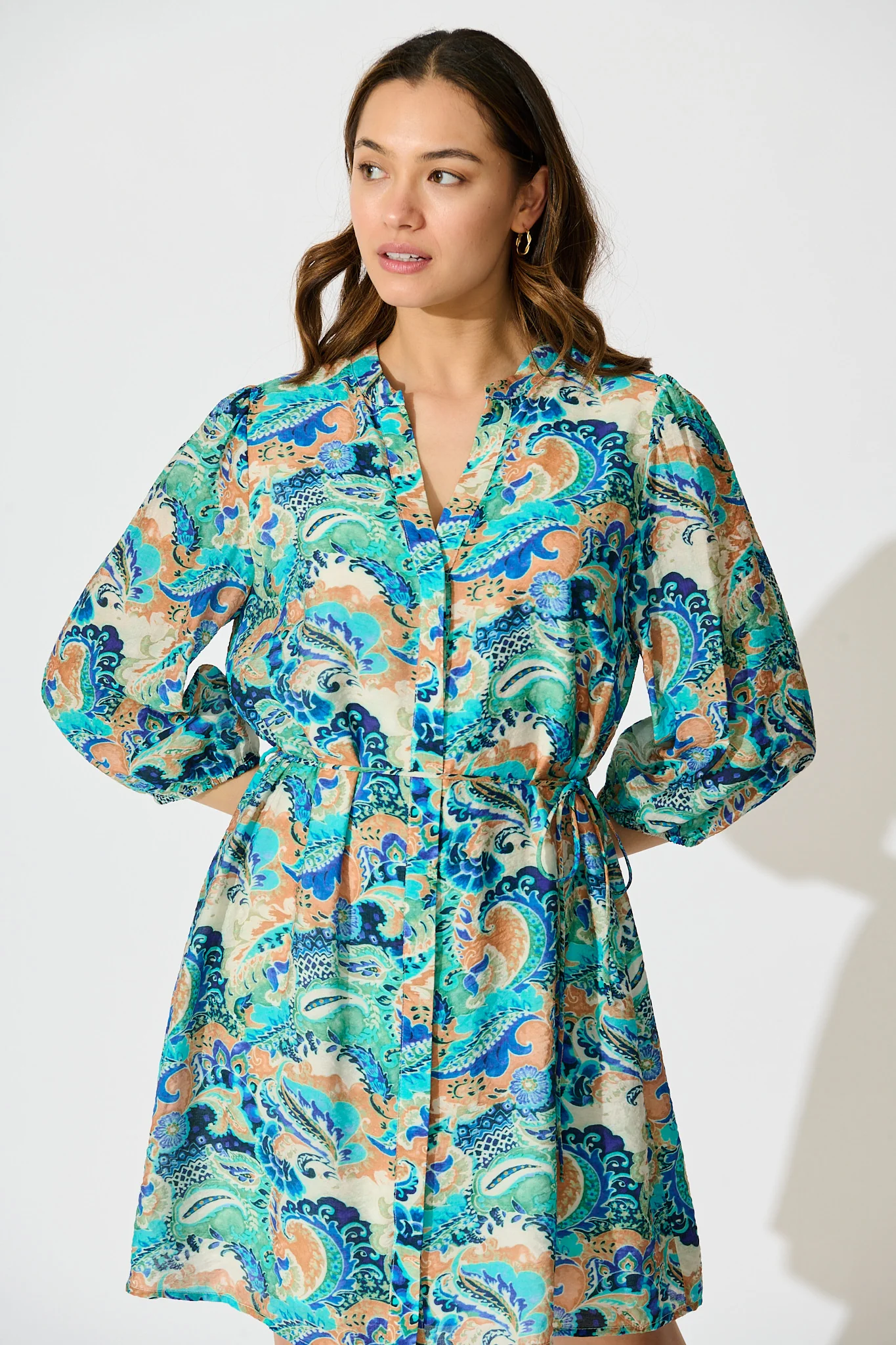 Rochella Dress in Green with Multi Print - Image 2
