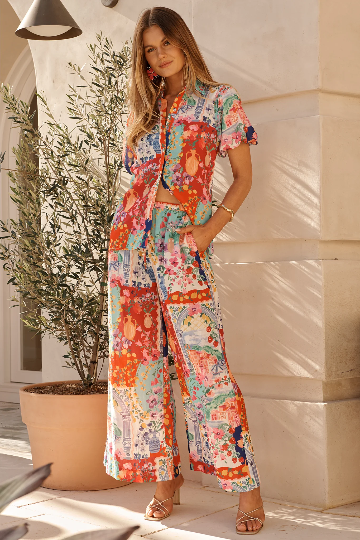 Romeo Pant in Multi Resort Linen Blend - Image 3