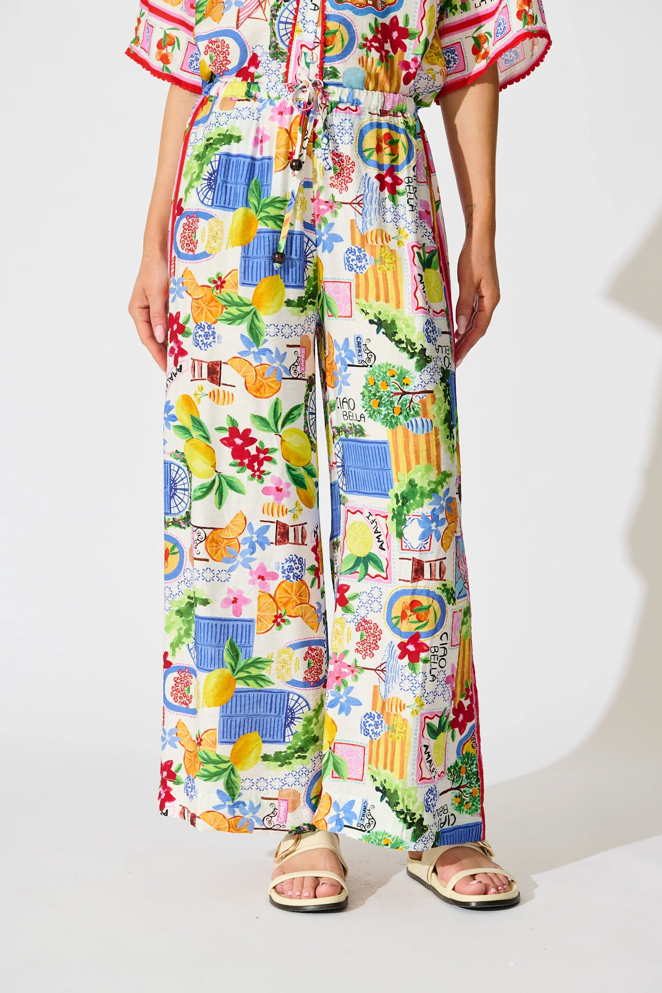 Romeo Pant in White With Multi Print - Image 3