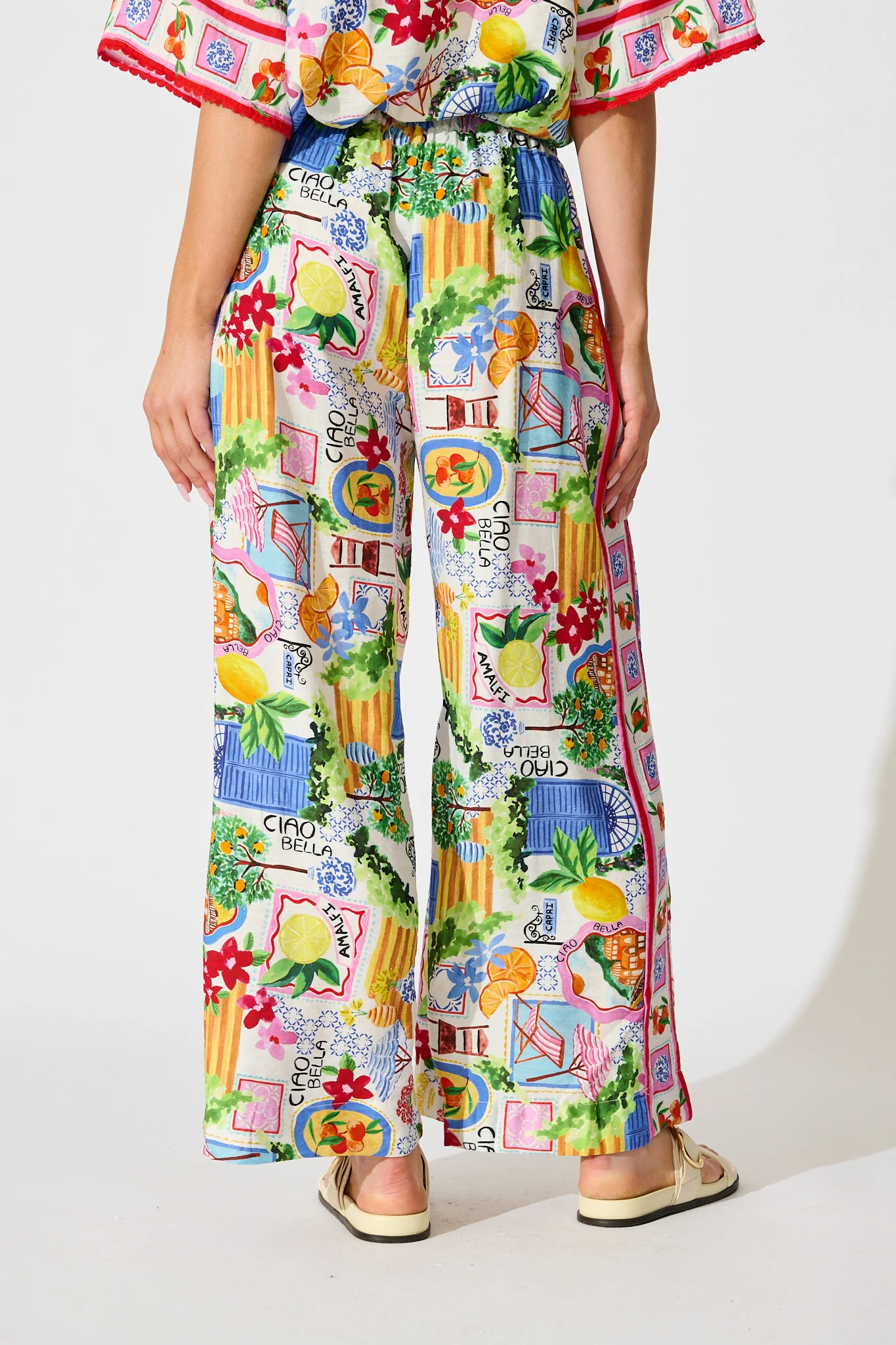 Romeo Pant in White With Multi Print - Image 5