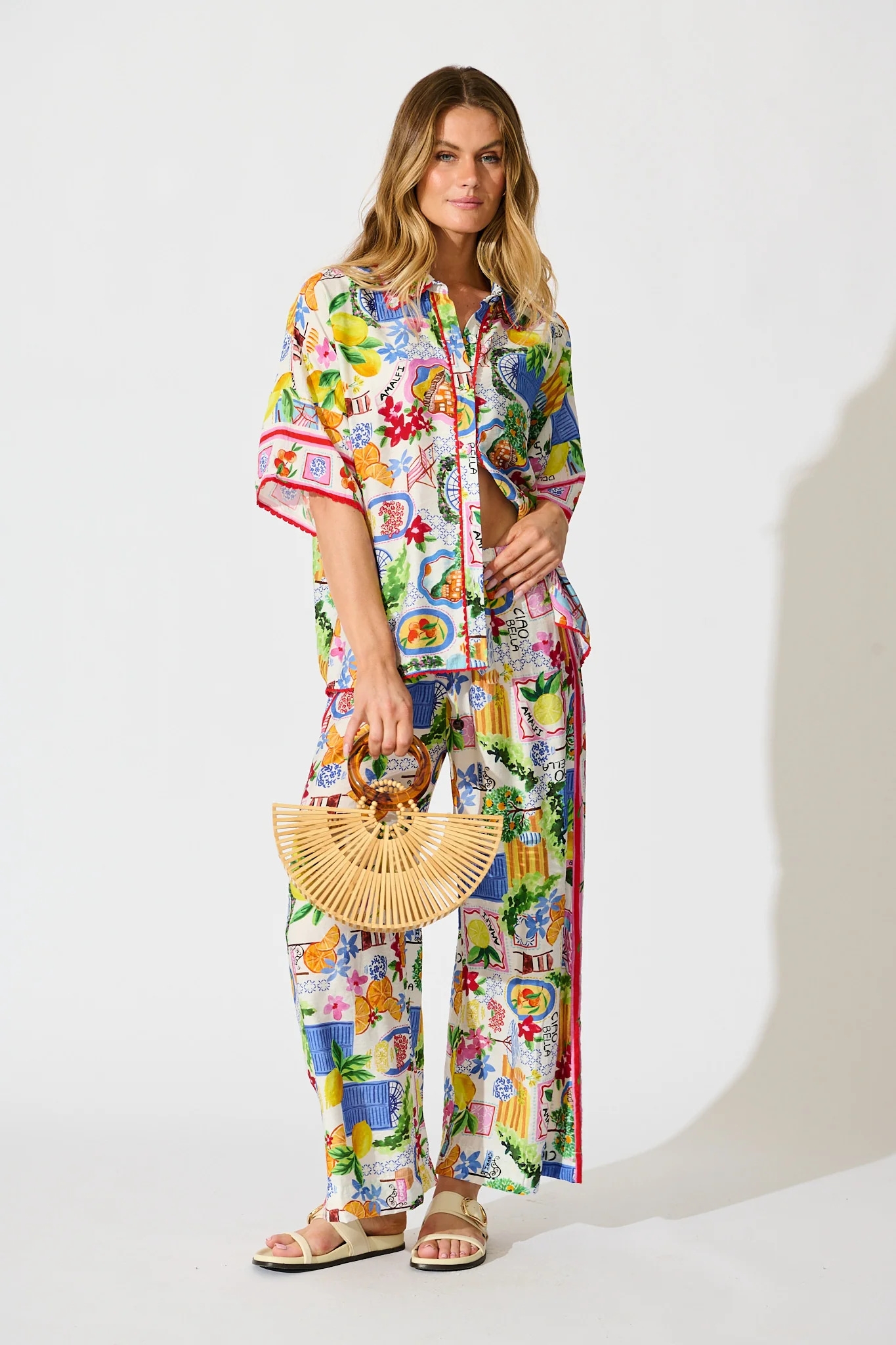 Romeo Pant in White With Multi Print - Image 6