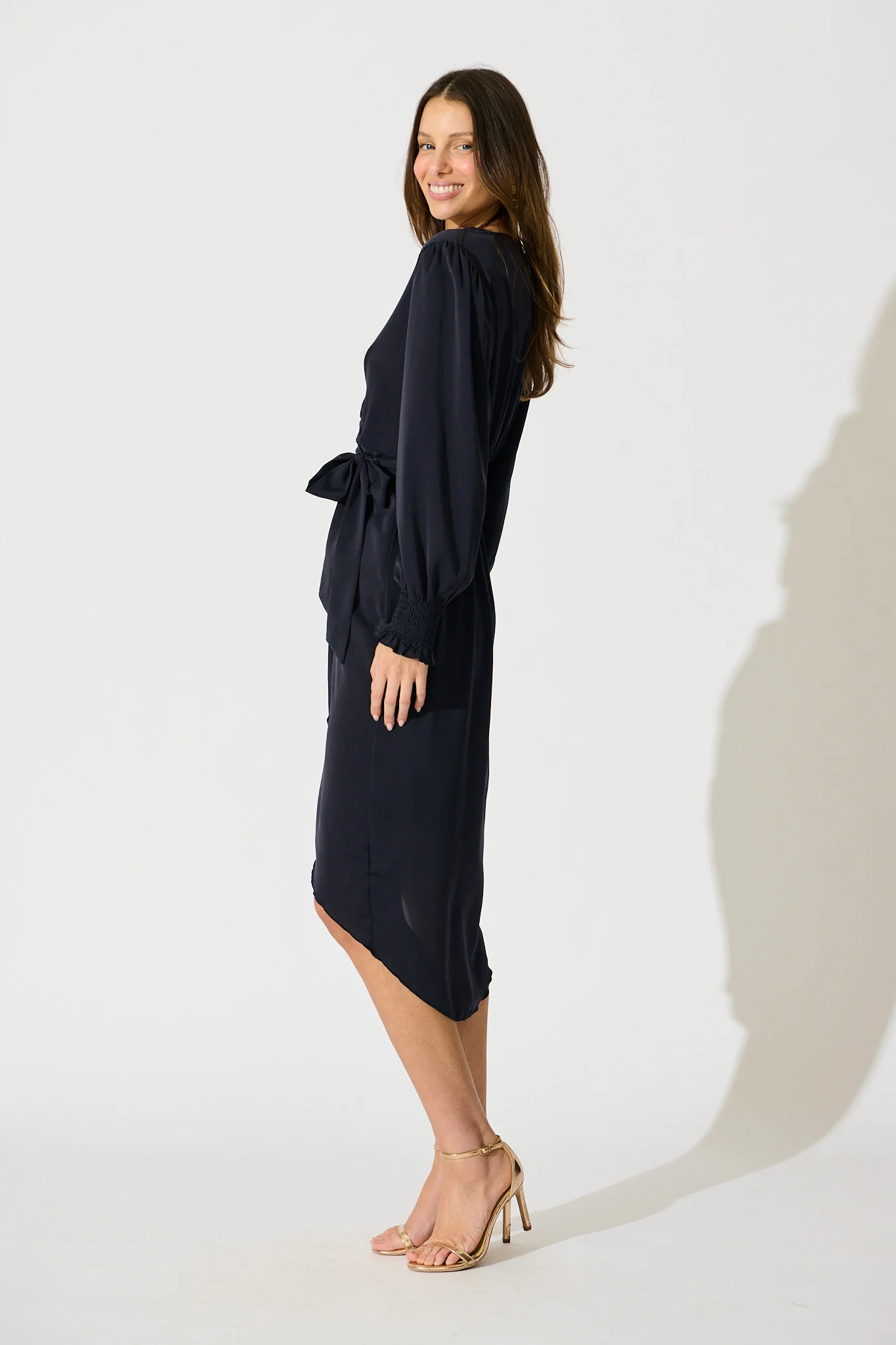 Rosemarie Midi Dress in Navy - Image 3