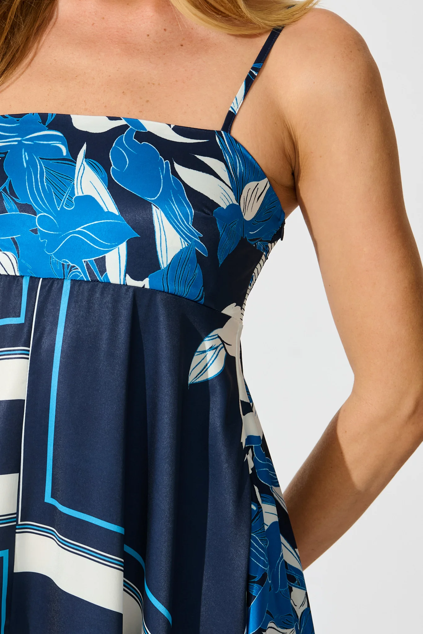 Ruthie Maxi Sundress in Navy Floral Satin - Image 8