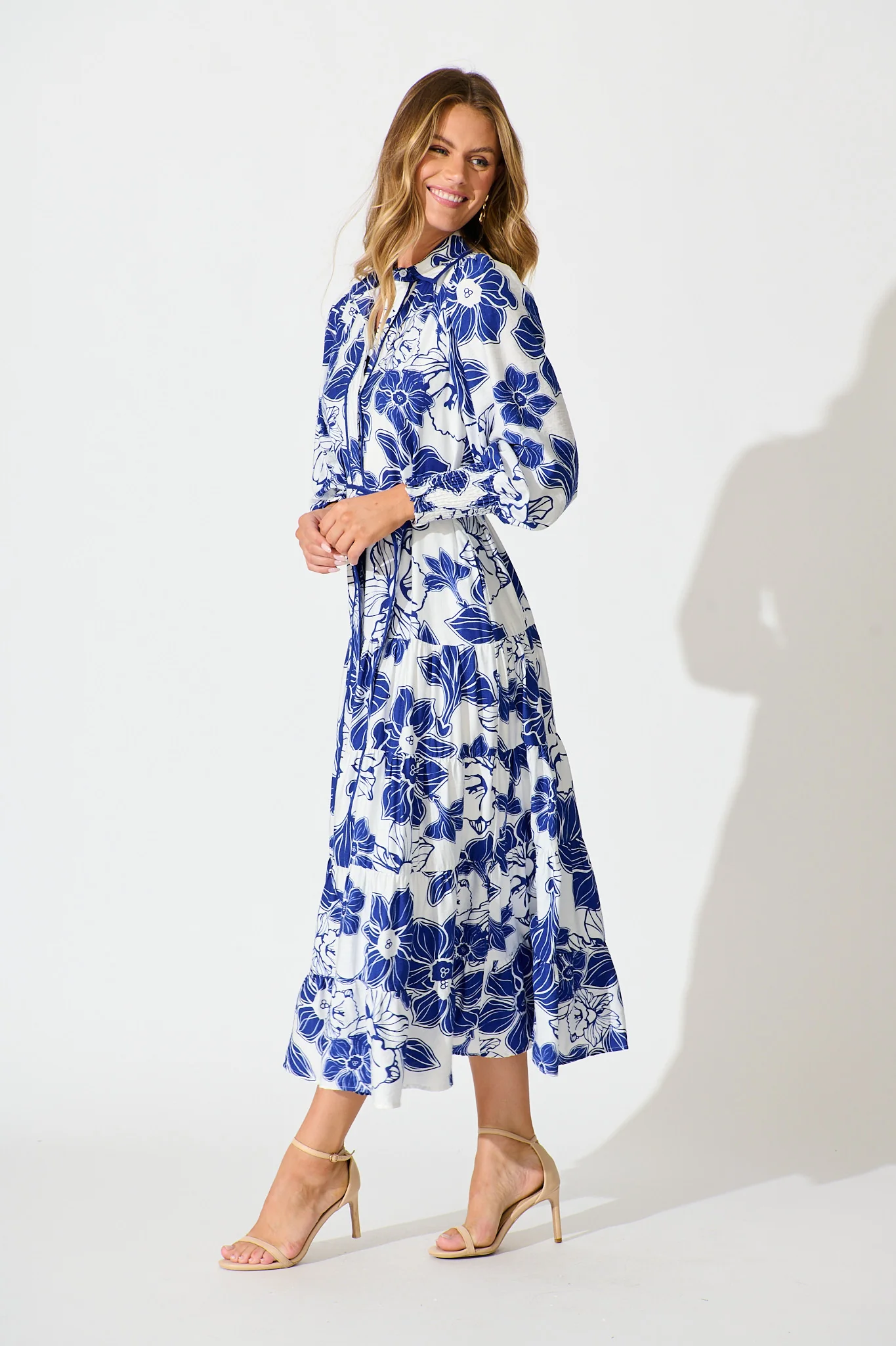 Sabrina Maxi Shirt Dress in Cobalt Floral - Image 3