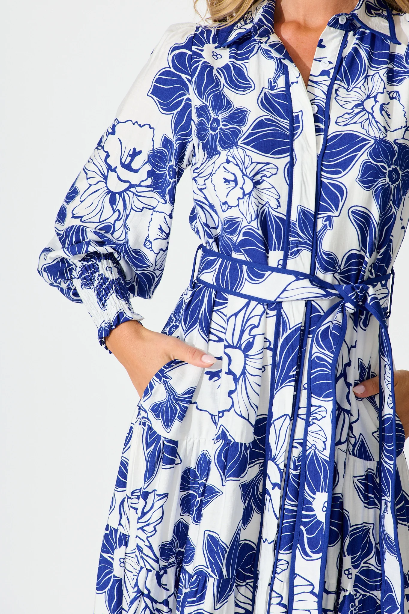 Sabrina Maxi Shirt Dress in Cobalt Floral - Image 5