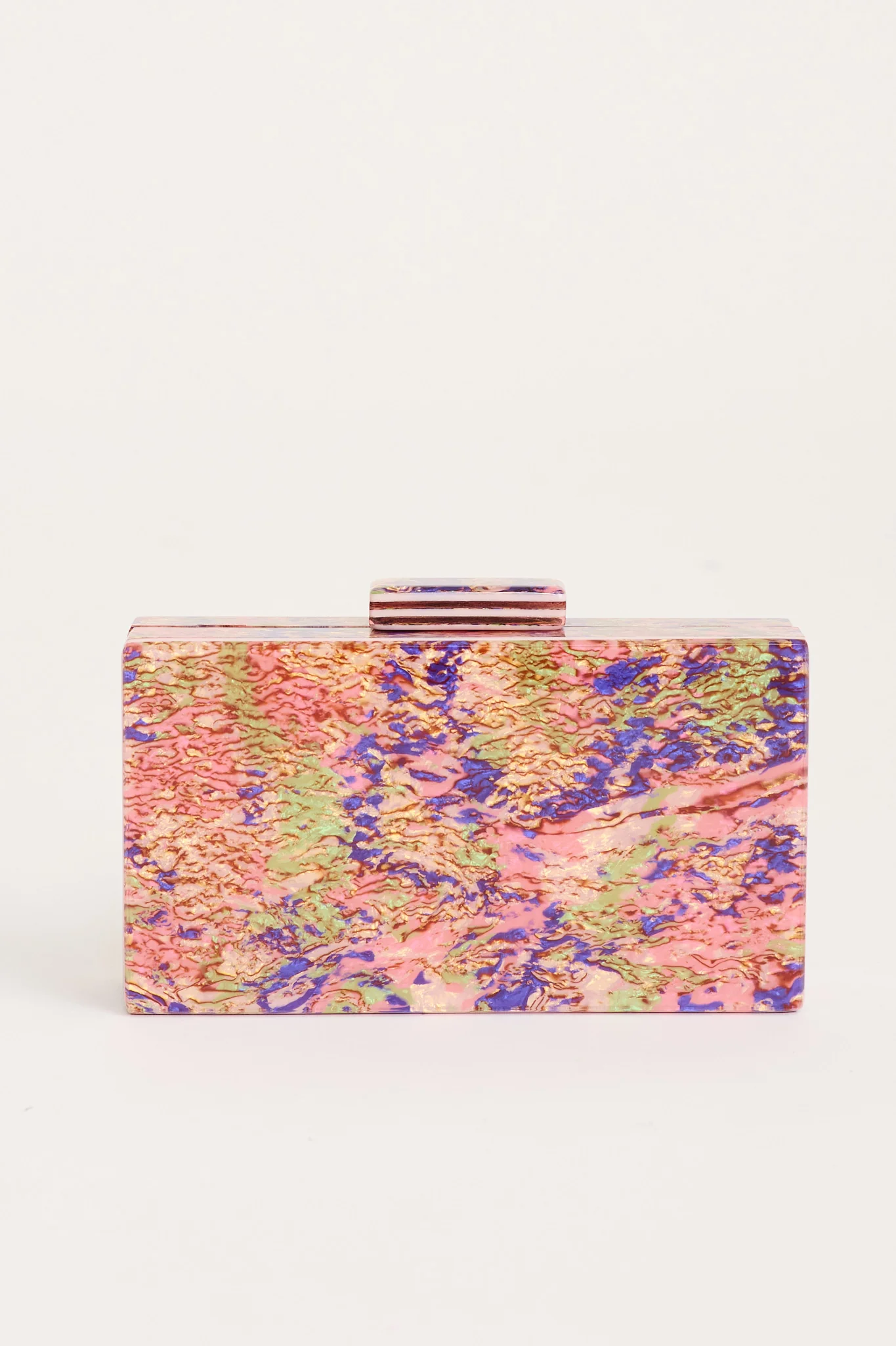 Sabrina Resin Clutch in Multi Confetti with Chain