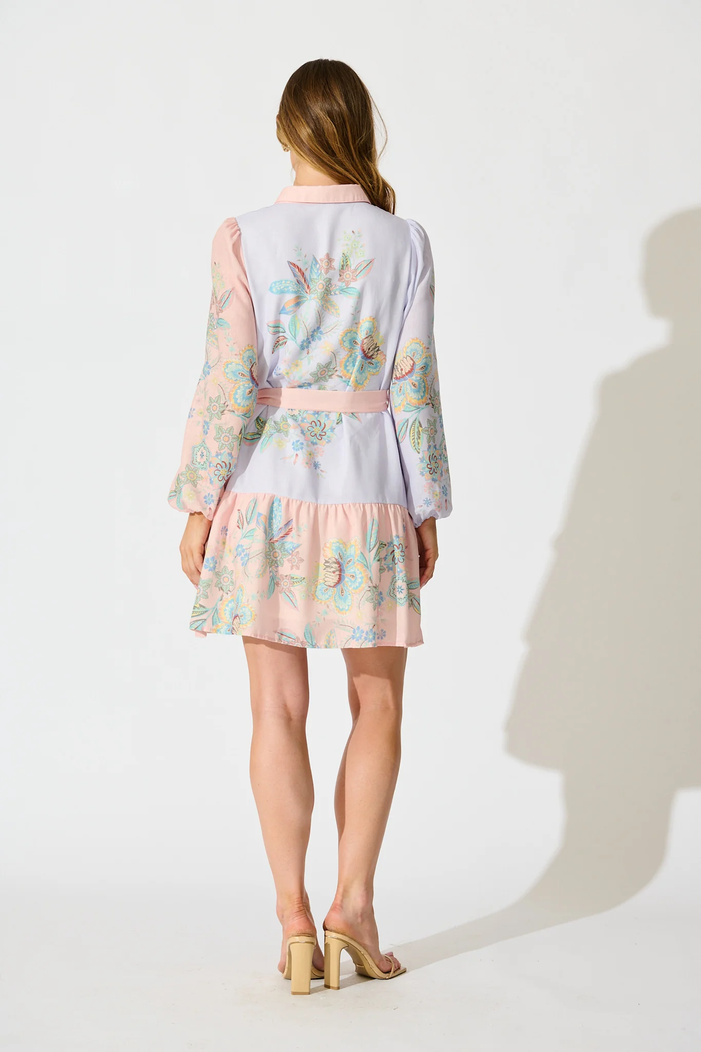 Sammie Shirt Dress in Pink and Lilac Floral Linen Blend - Image 4