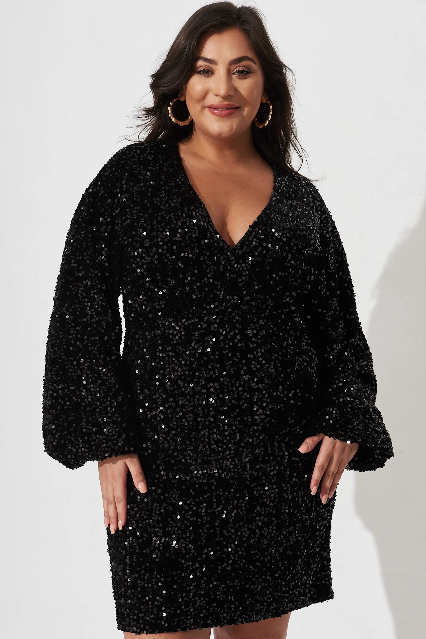 Sapphira Sequin Dress In Black - Image 8