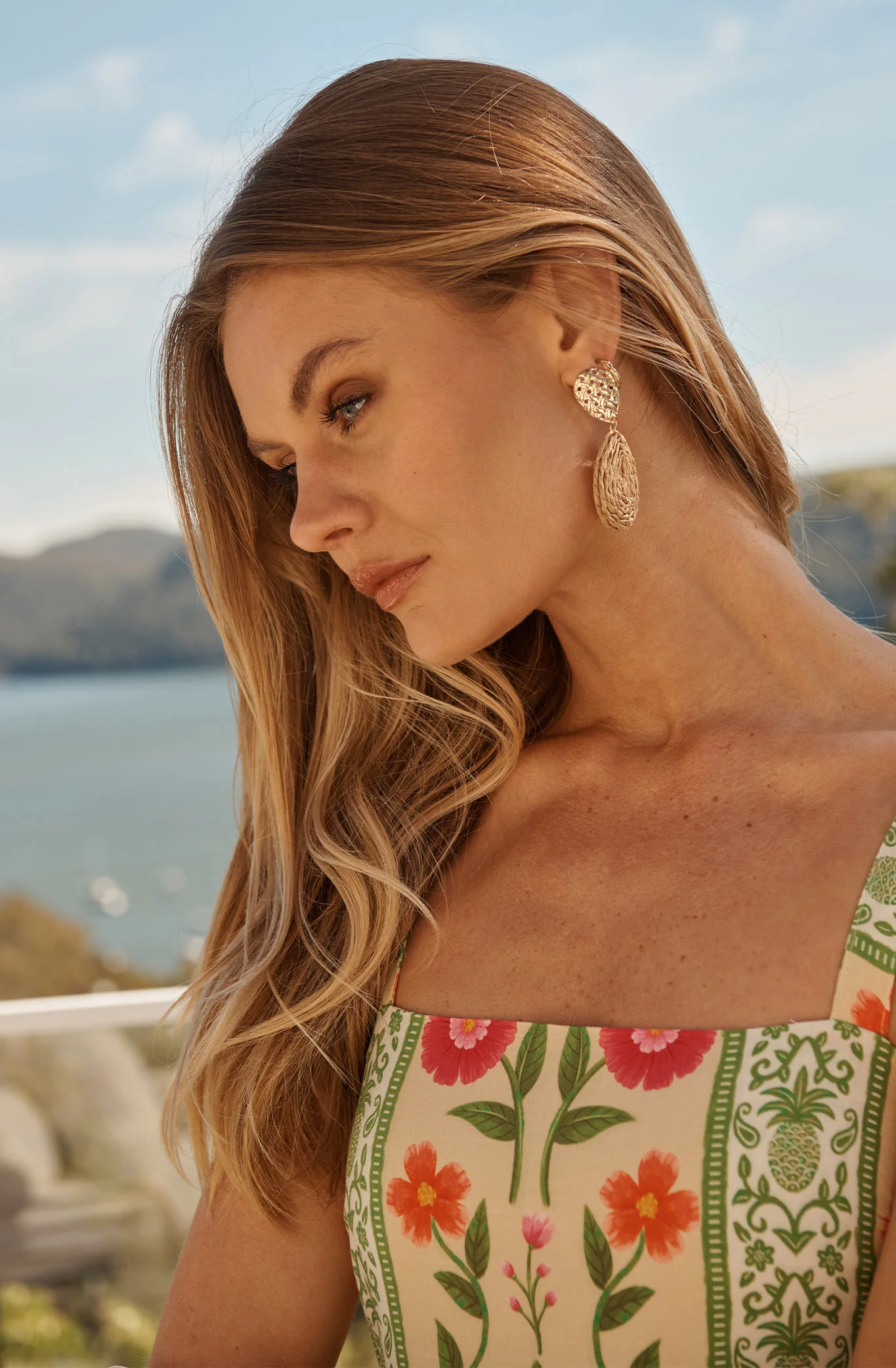Sara Drop Earrings in Natural Rattan - Image 4
