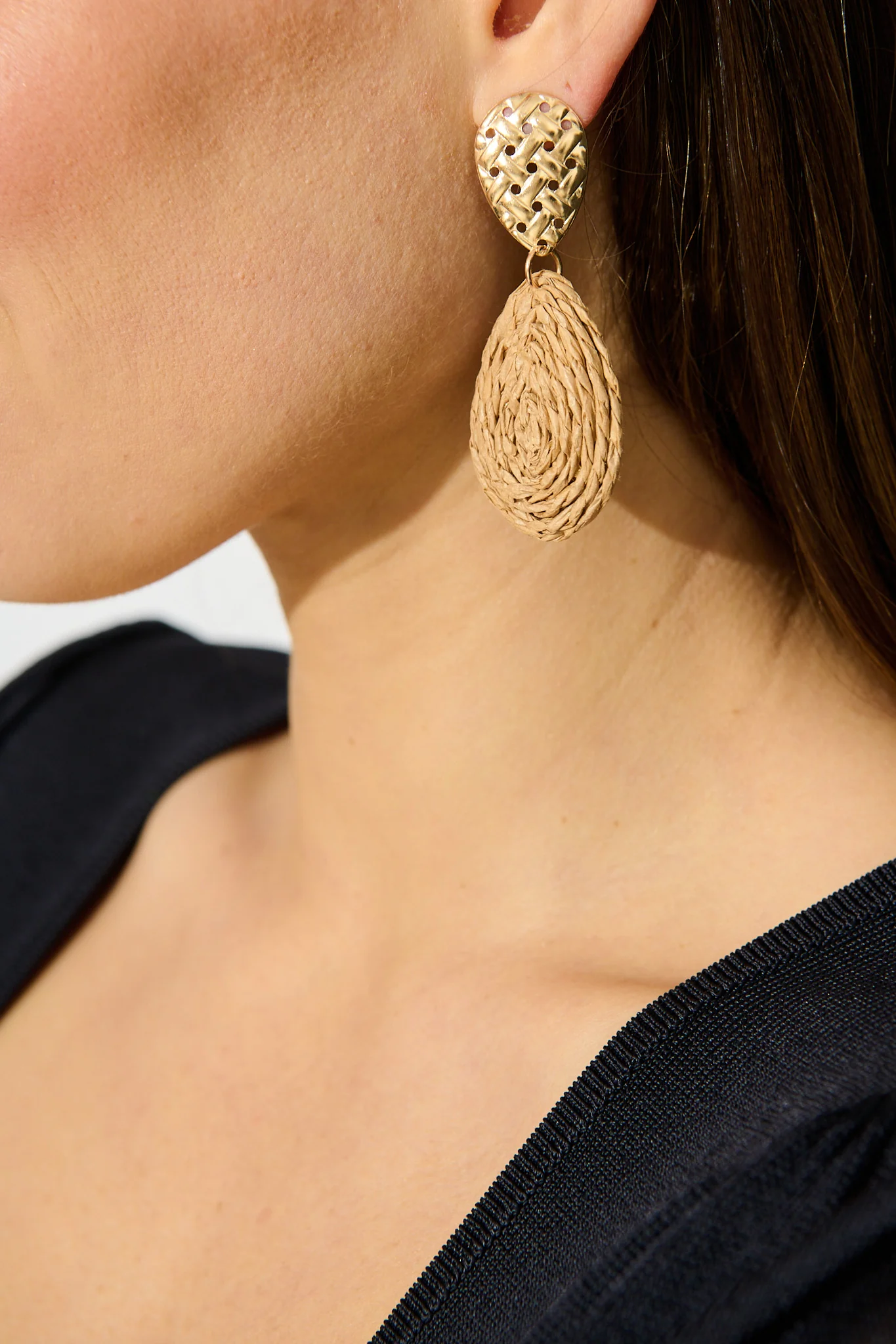 Sara Drop Earrings in Natural Rattan - Image 8