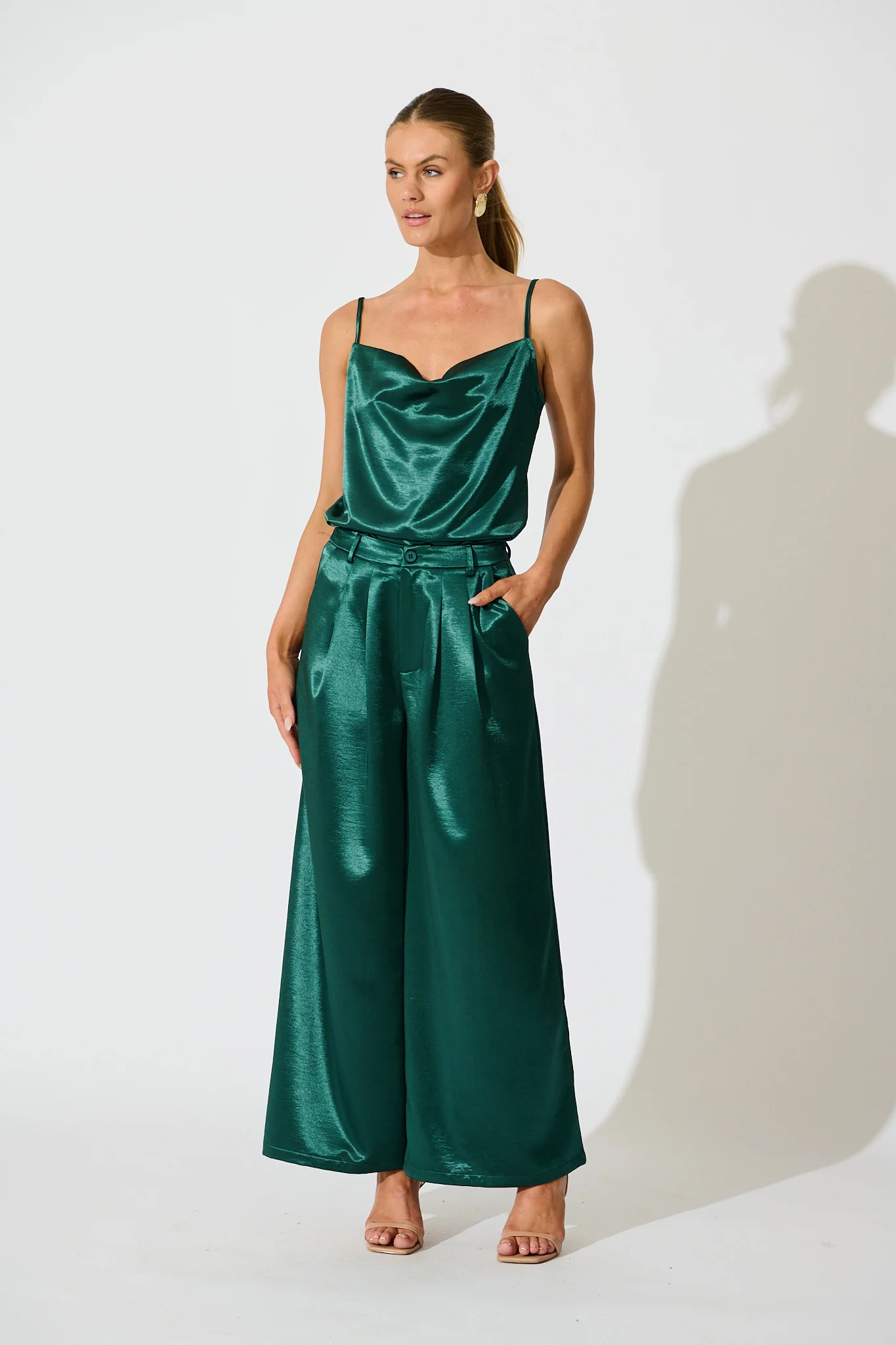 Satin Allure Cami Top in Emerald - Image 7