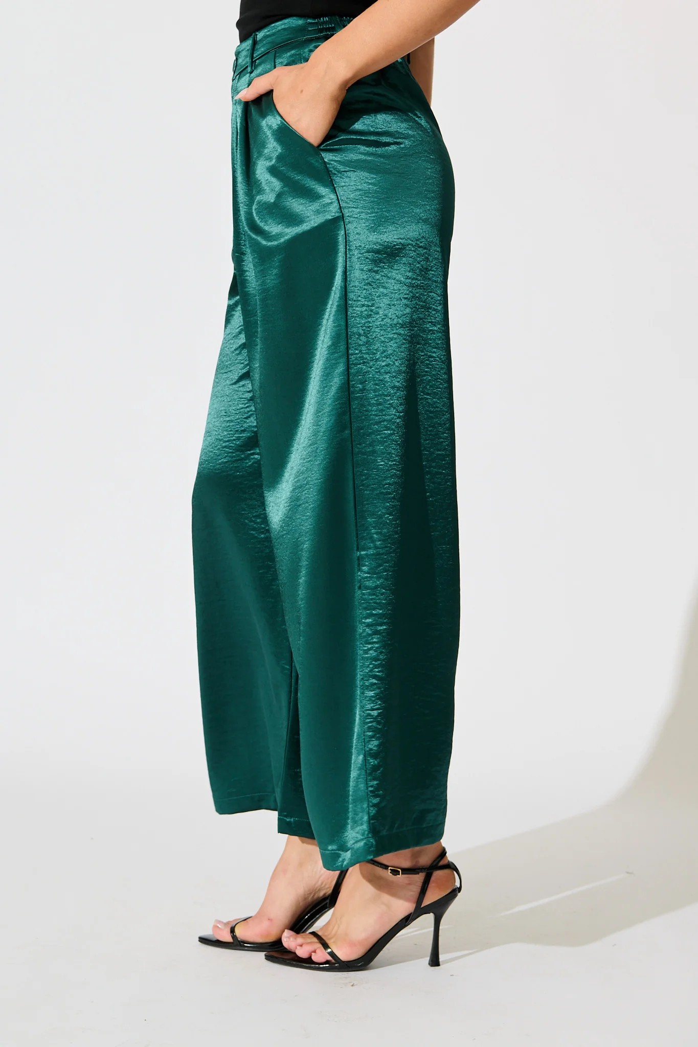Satin Muse Pant in Emerald - Image 2