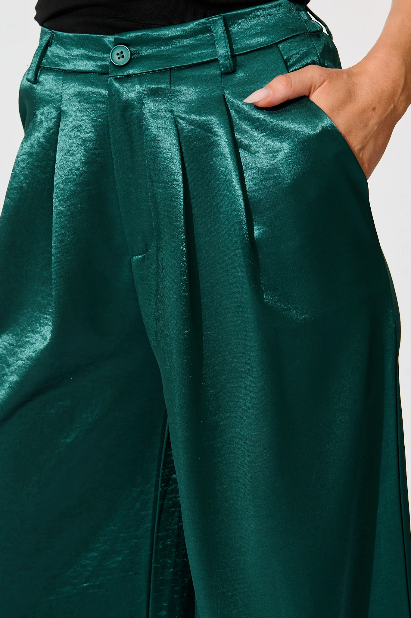 Satin Muse Pant in Emerald - Image 5
