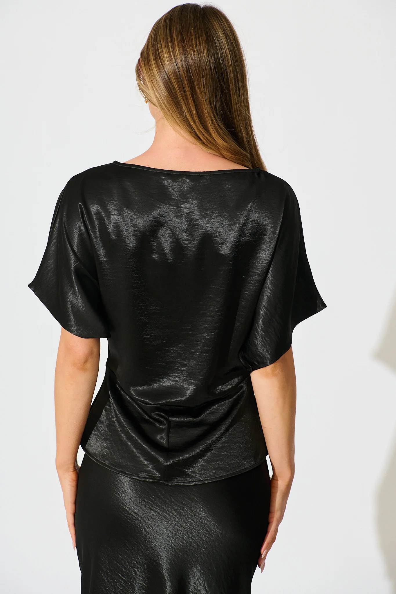 Satin Serenade Top in Black - Image 3