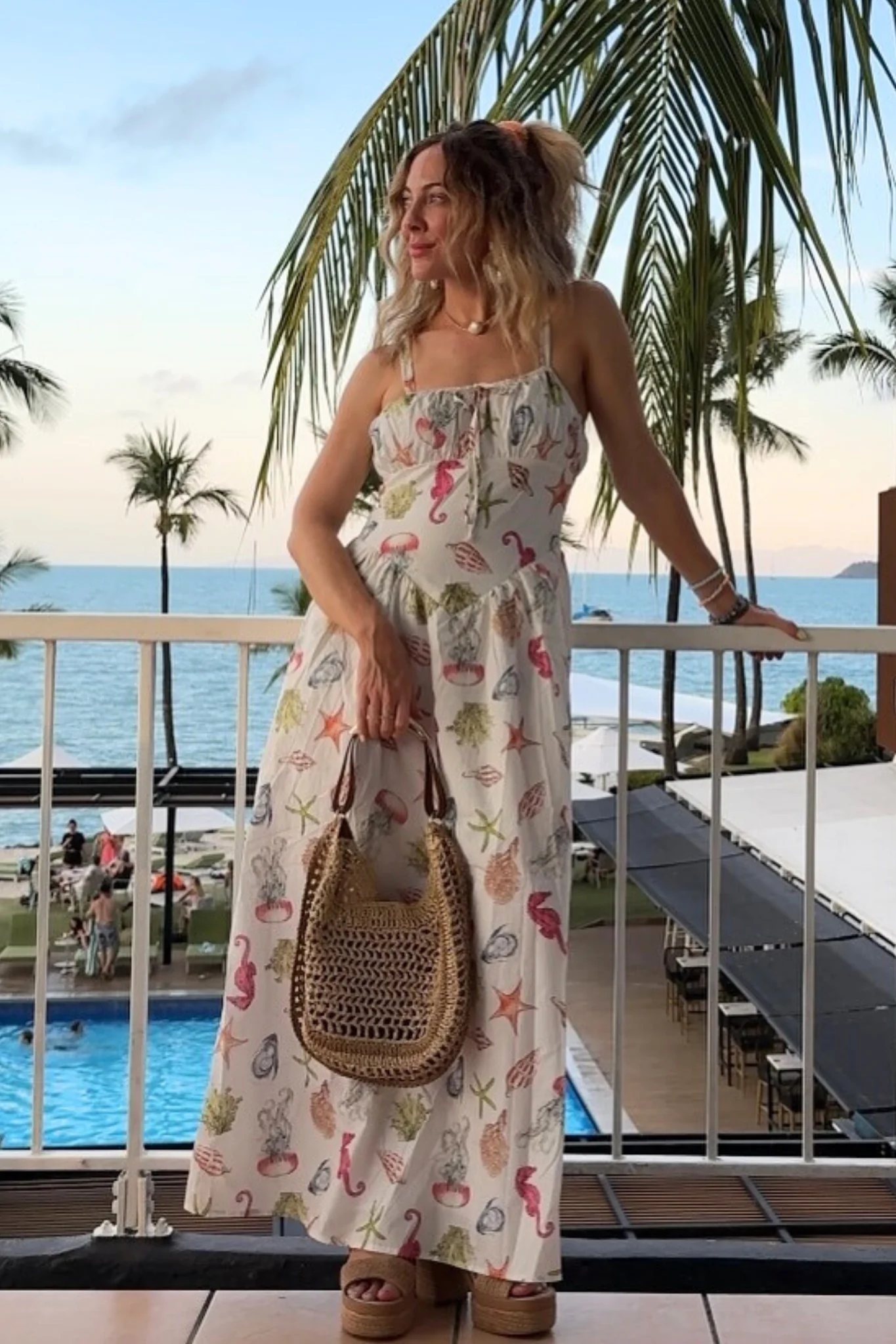 Seashell Maxi Sundress in Cream with Multi Cotton - Image 8