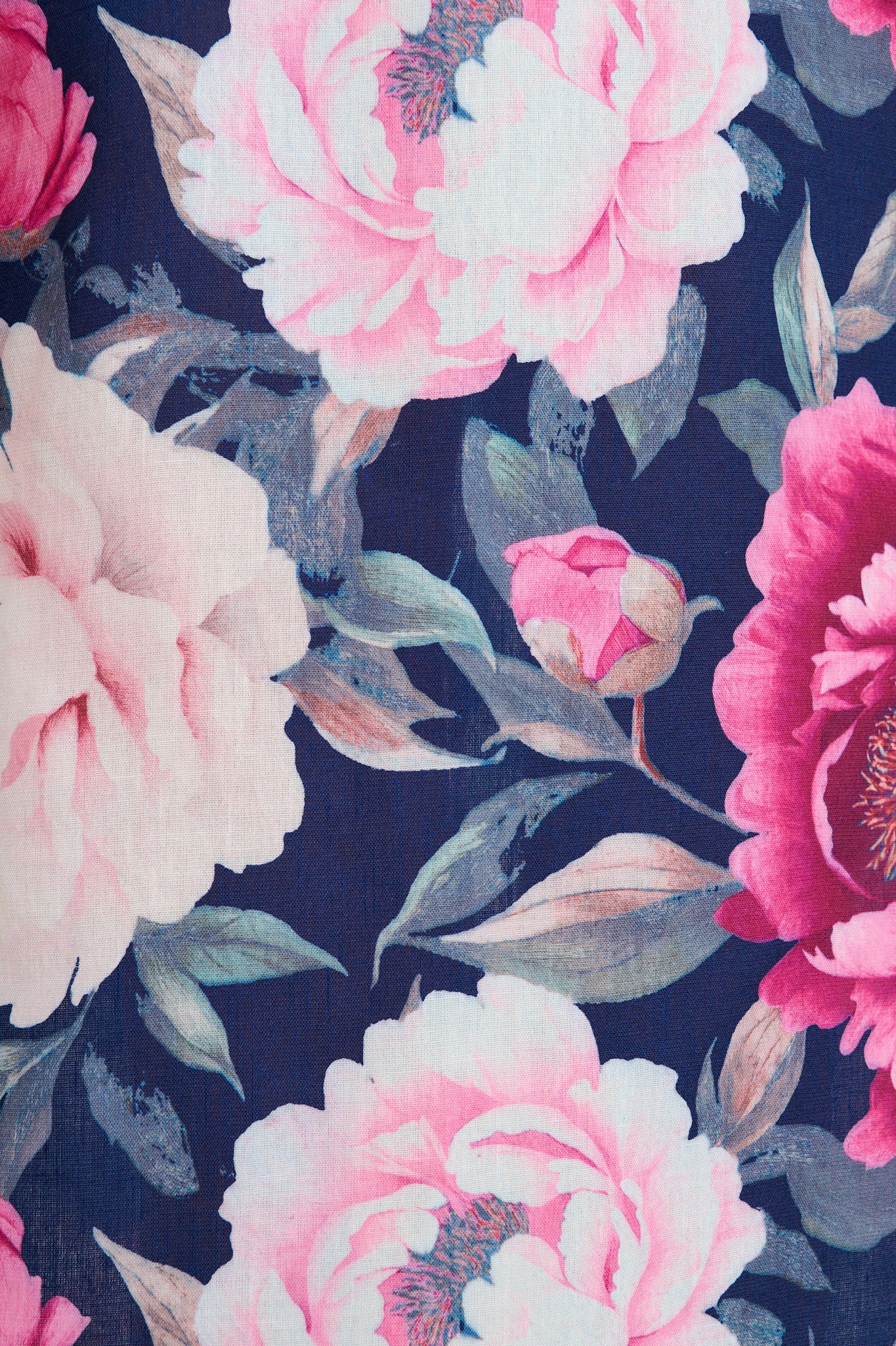 Secret Radiance Maxi Dress in Navy with Pink Floral Cotton Linen - Image 11