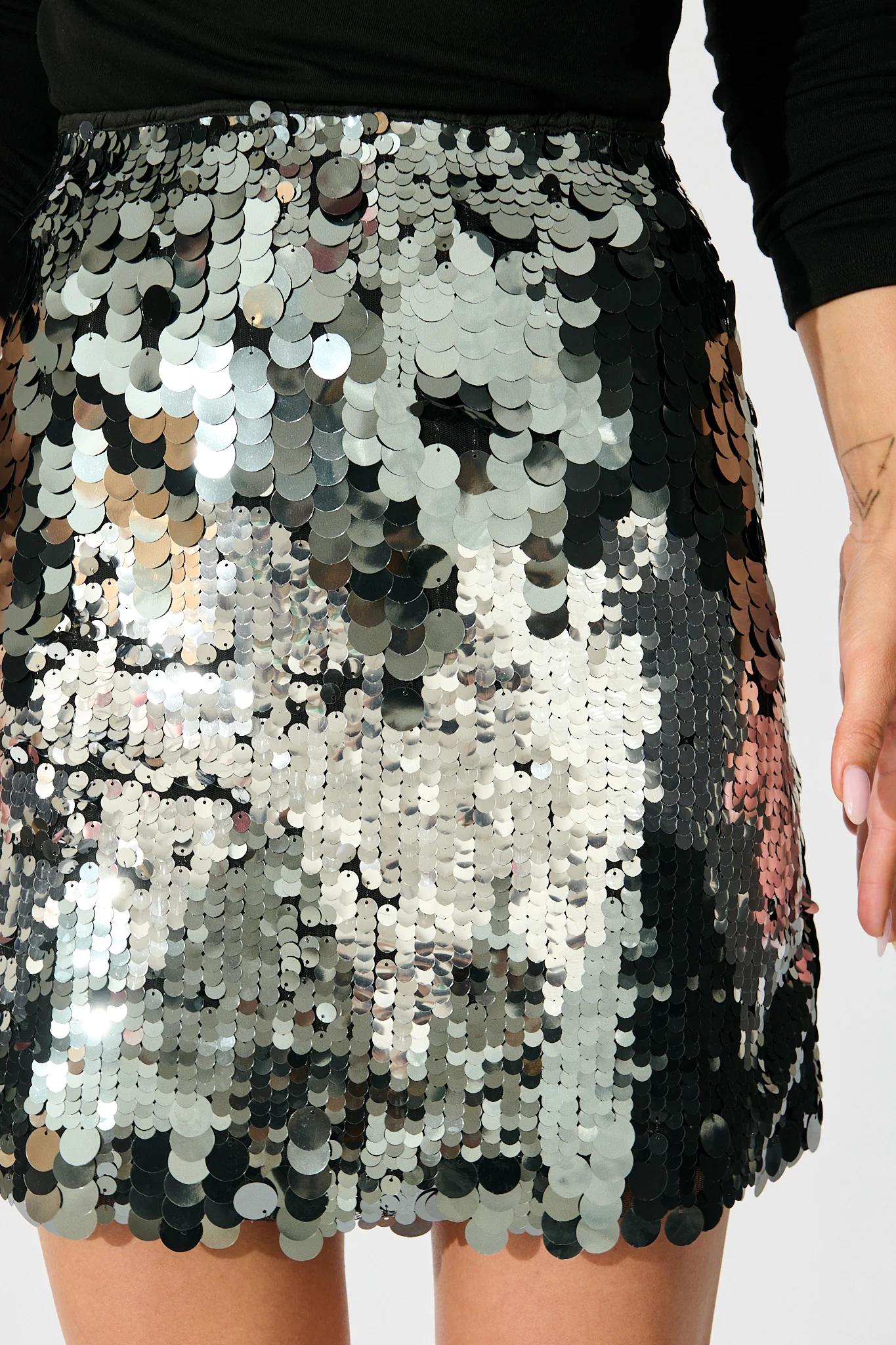 Sequinned Seduction Skirt in Silver Multi Sequin - Image 8