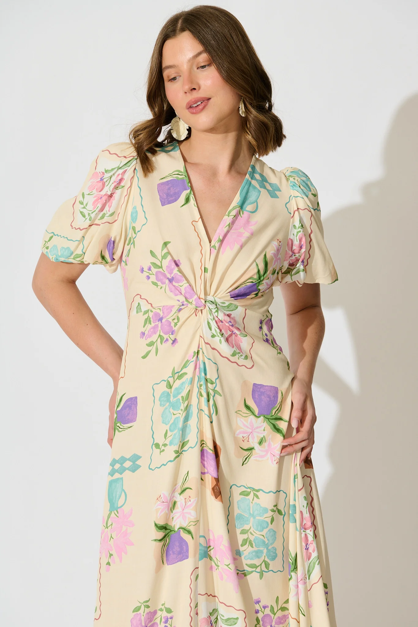 Seraphina Bloom Midi Dress in Multi Conversational Print - Image 4