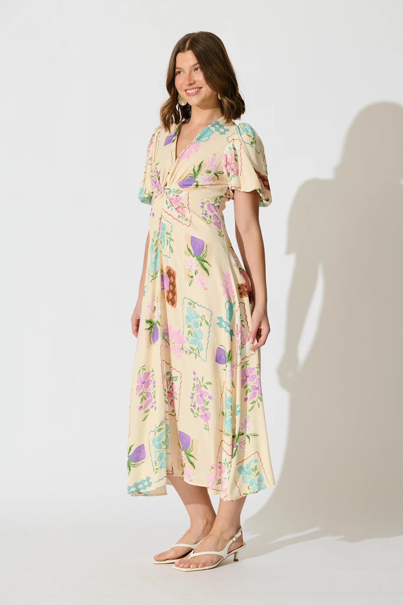 Seraphina Bloom Midi Dress in Multi Conversational Print - Image 5