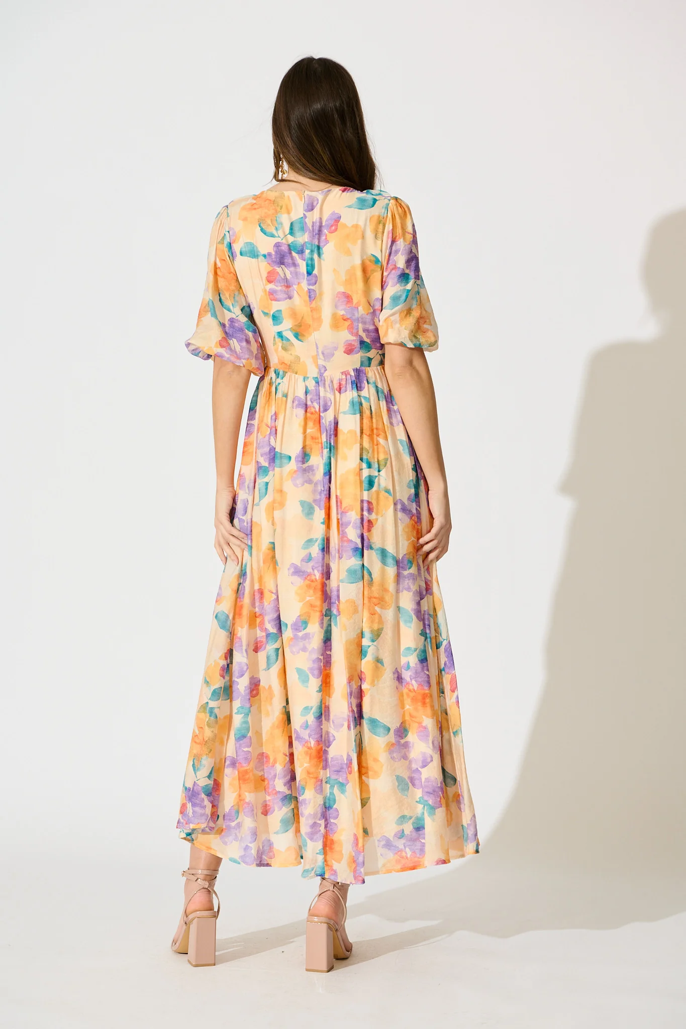 Seraphine Maxi Dress in Tangerine Multi Watercolour Floral - Image 4