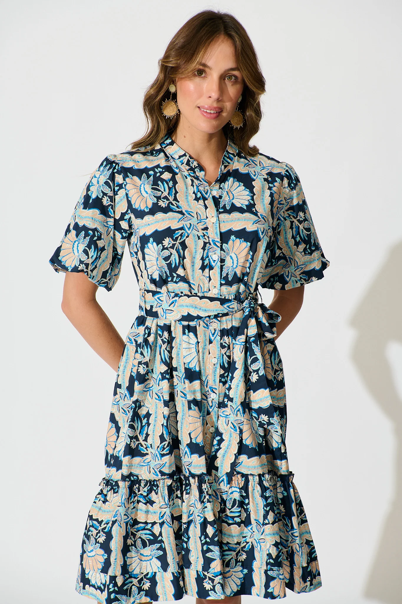 Seraya Dress in Navy Multi Floral Cotton - Image 2