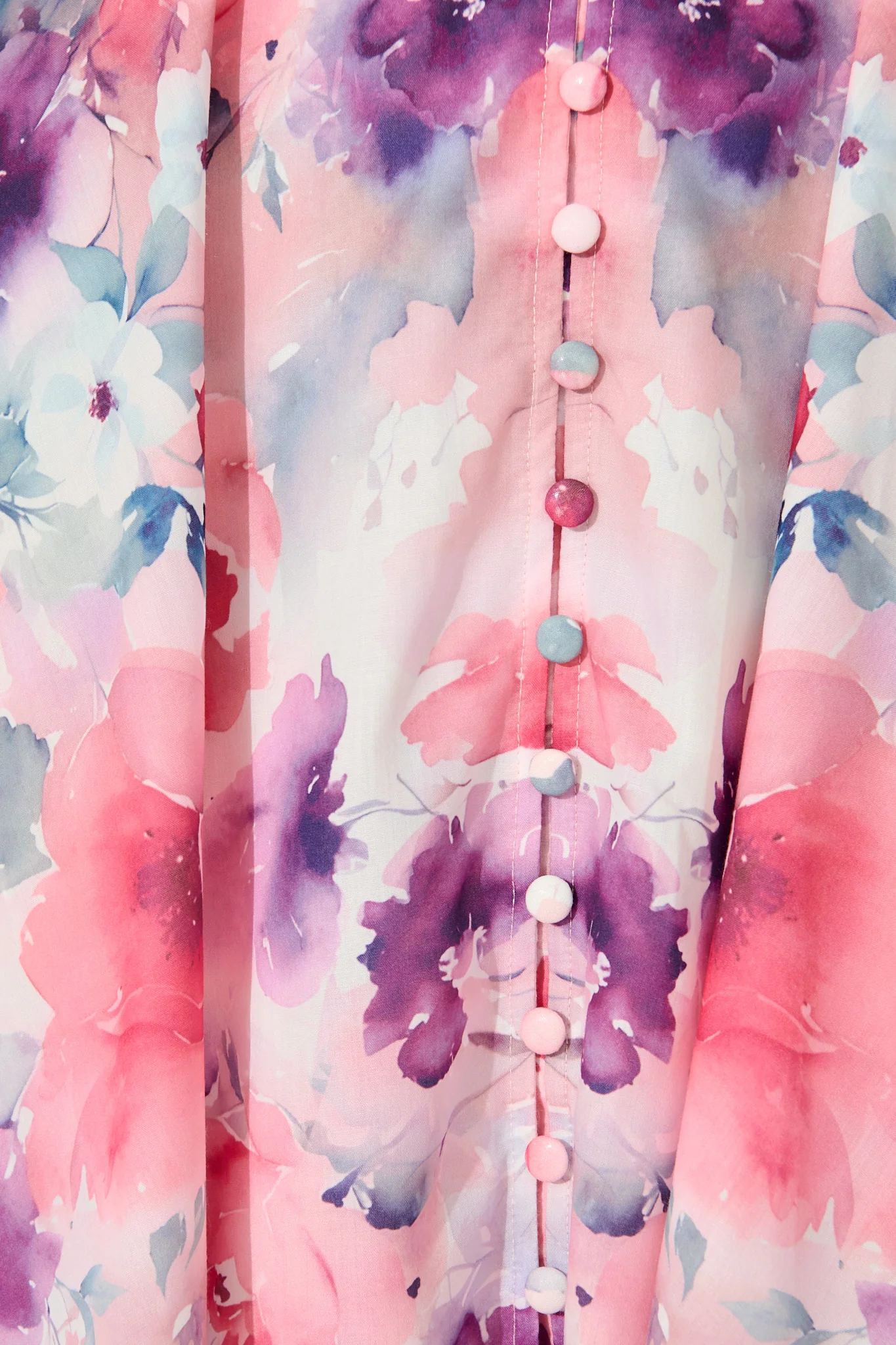 Serenade Bloom Midi Dress in Pink with Multi Floral Cotton Blend - Image 6